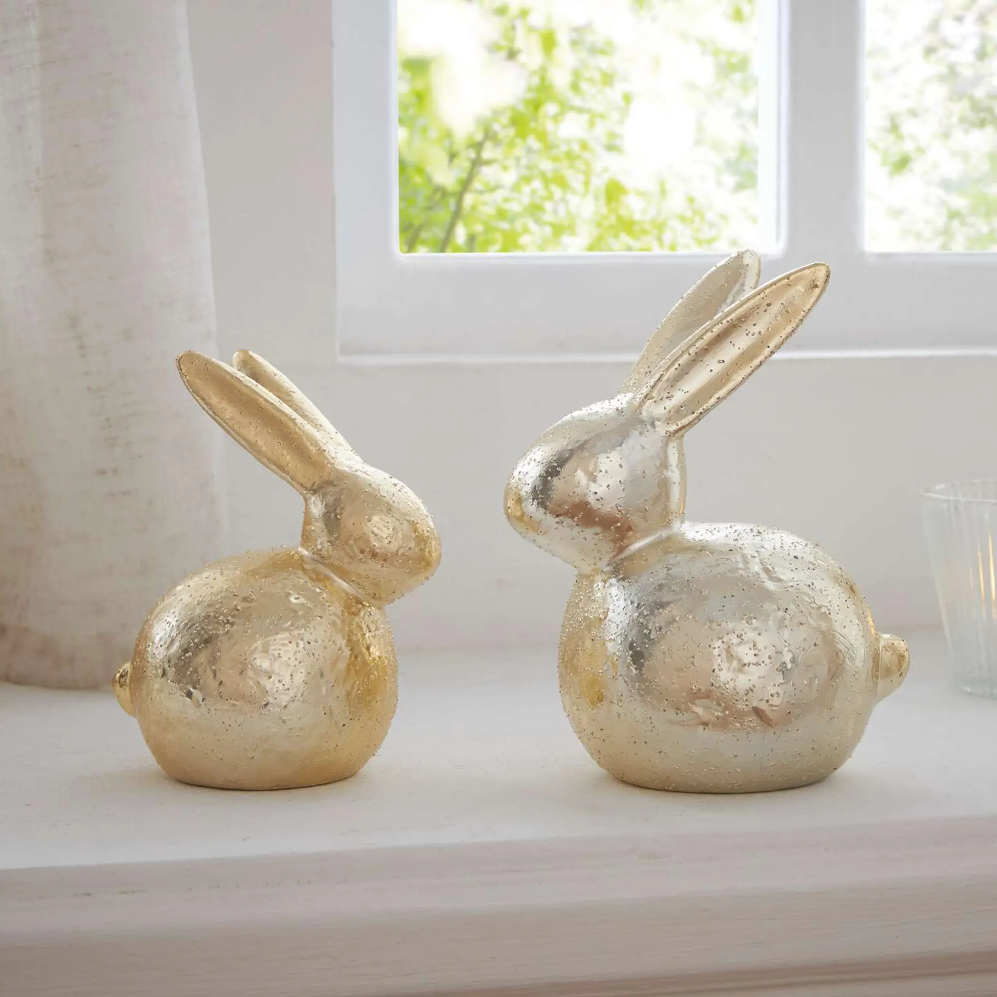 Acheter Lot de 2 lapins "doré"  dans la boutique en ligne de Frank Flechtwaren