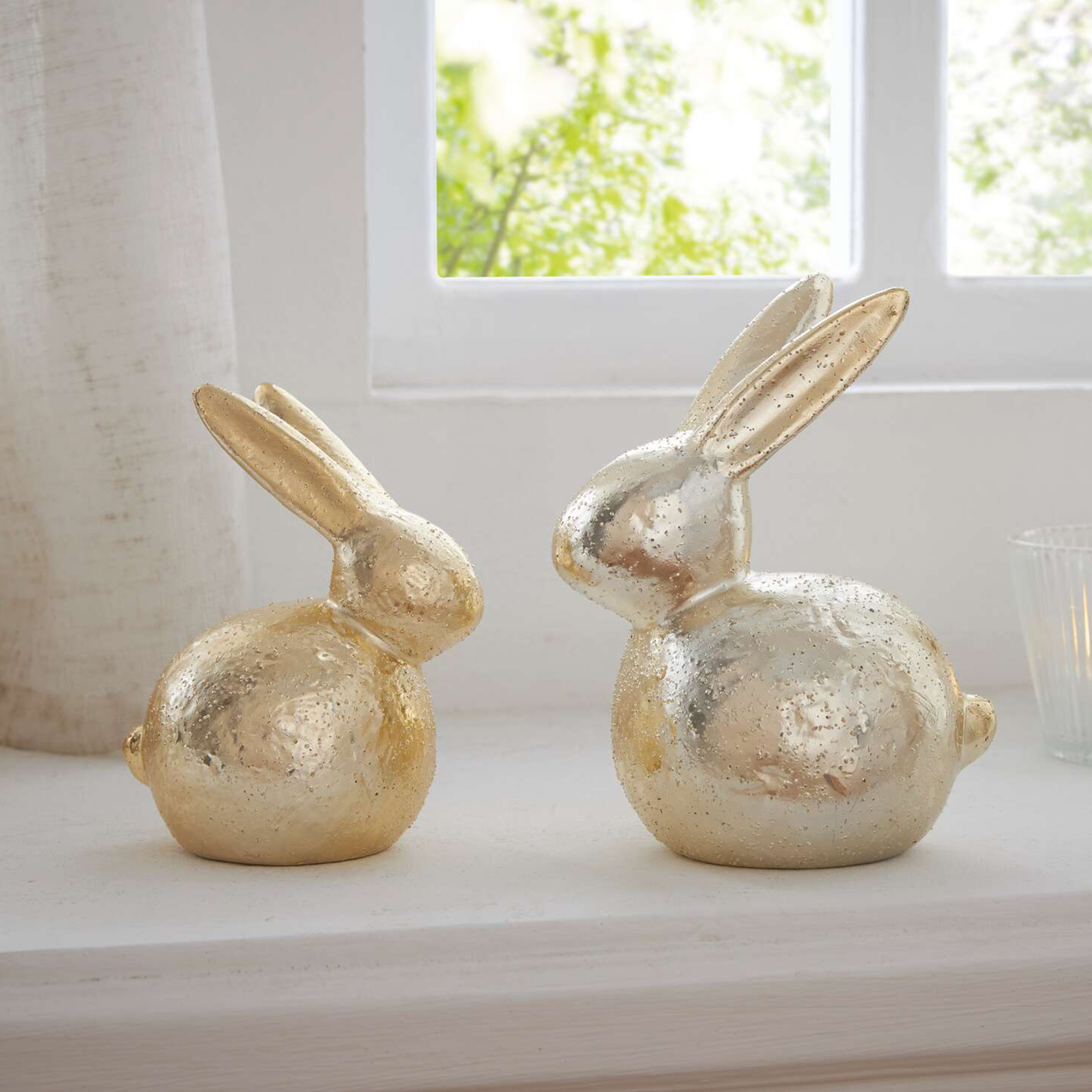 Acheter Lot de 2 lapins "doré"  dans la boutique en ligne de Frank Flechtwaren