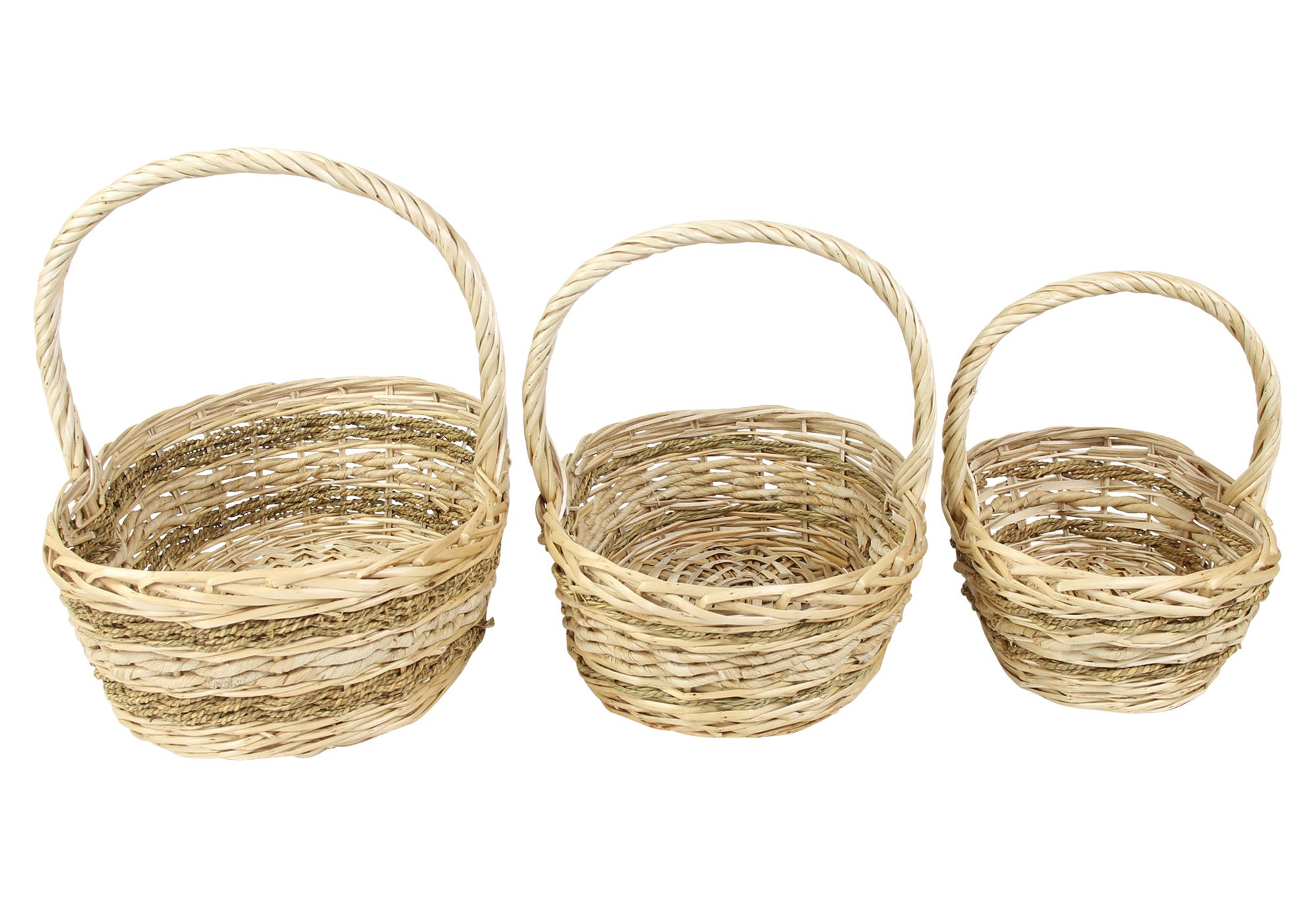 Acheter Lot de 3 corbeilles à anse "zostère" dans la boutique en ligne de Frank Flechtwaren pour Paniers cadeaux Acheter Lot de 3 corbeilles à anse "zostère" dans la boutique en ligne de Frank Flechtwaren pour Paniers cadeaux