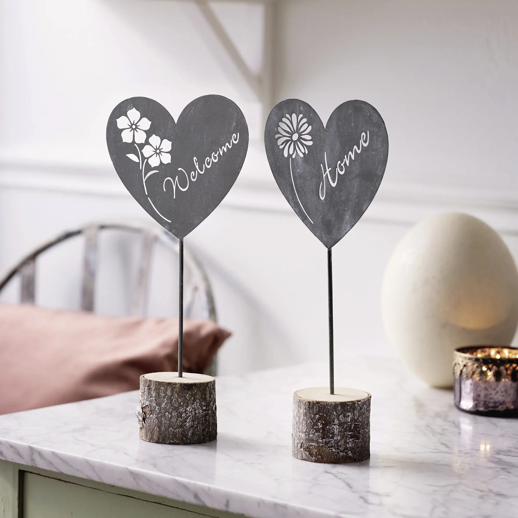 Acheter Lot de 2 coeurs "Welcome Home"  dans la boutique en ligne de Frank Flechtwaren