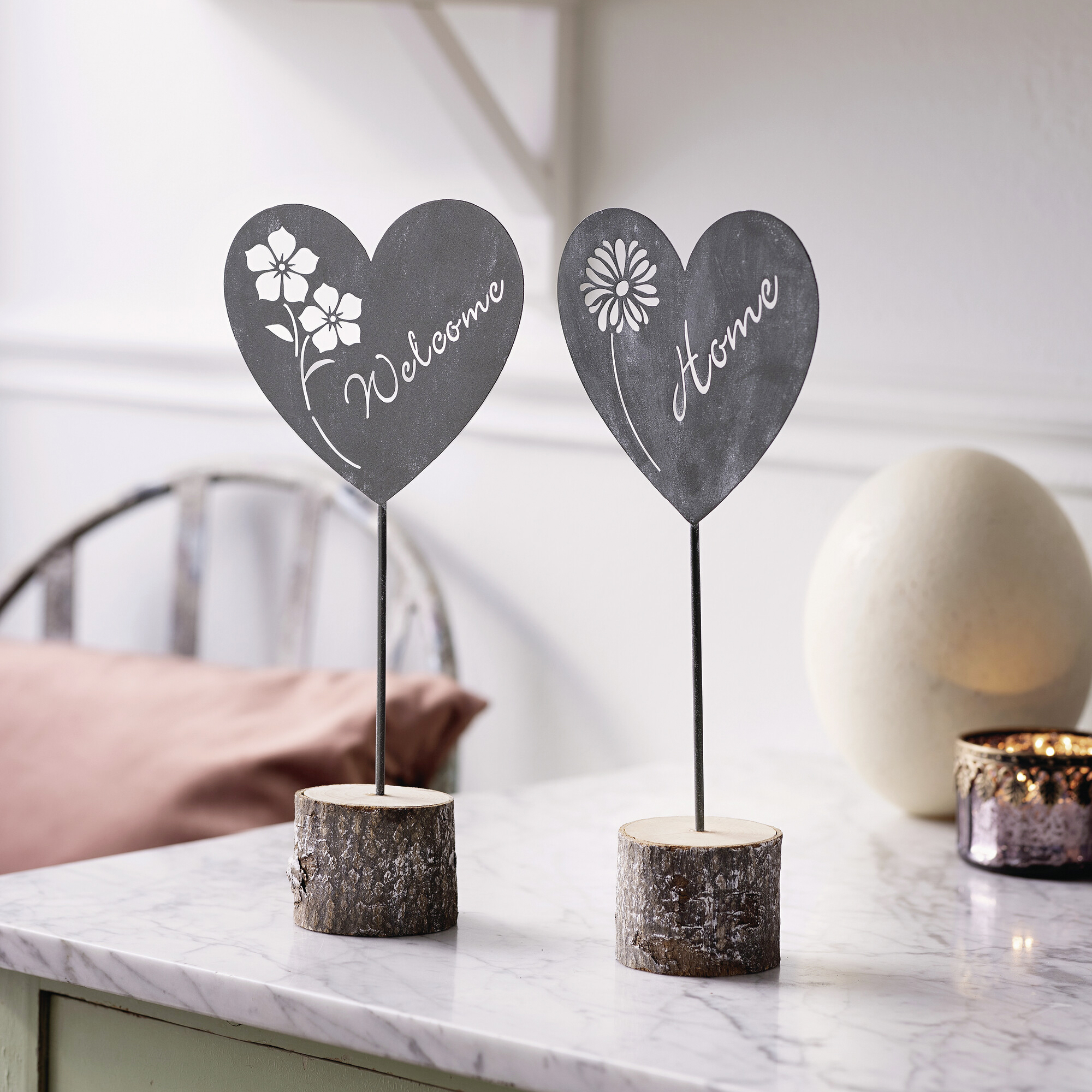 Acheter Lot de 2 coeurs "Welcome Home"  dans la boutique en ligne de Frank Flechtwaren