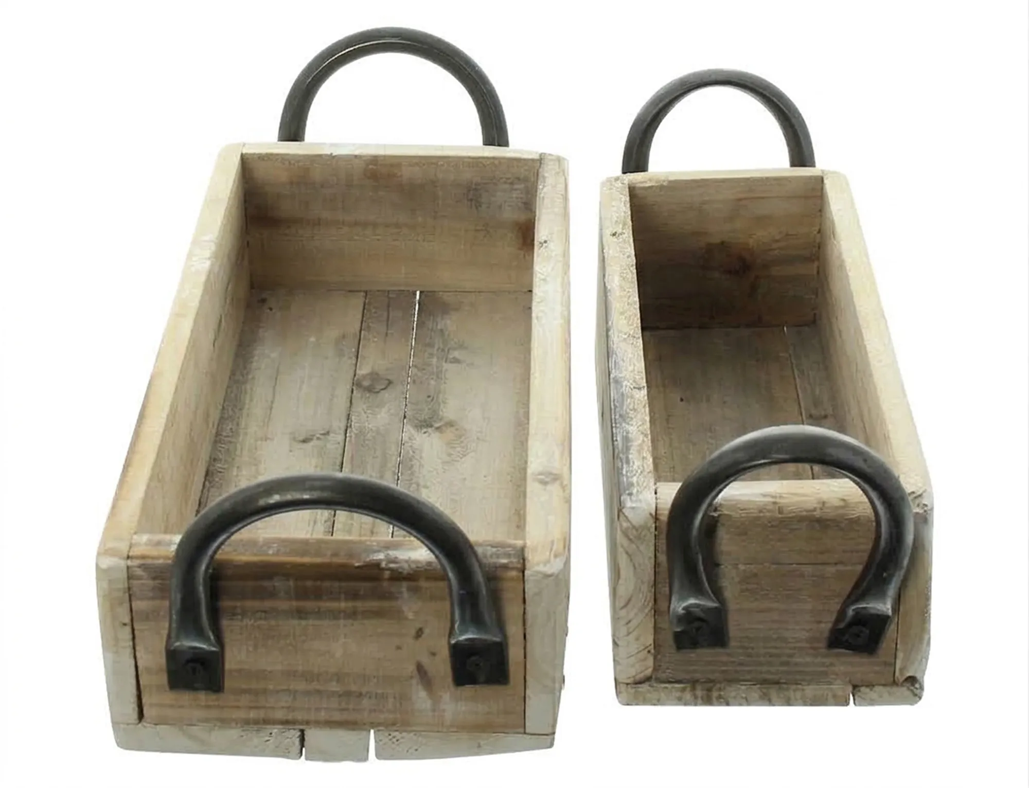 Acheter Lot de 2 caisses "poignées métalliques"  dans la boutique en ligne de Frank Flechtwaren pour Tons naturels