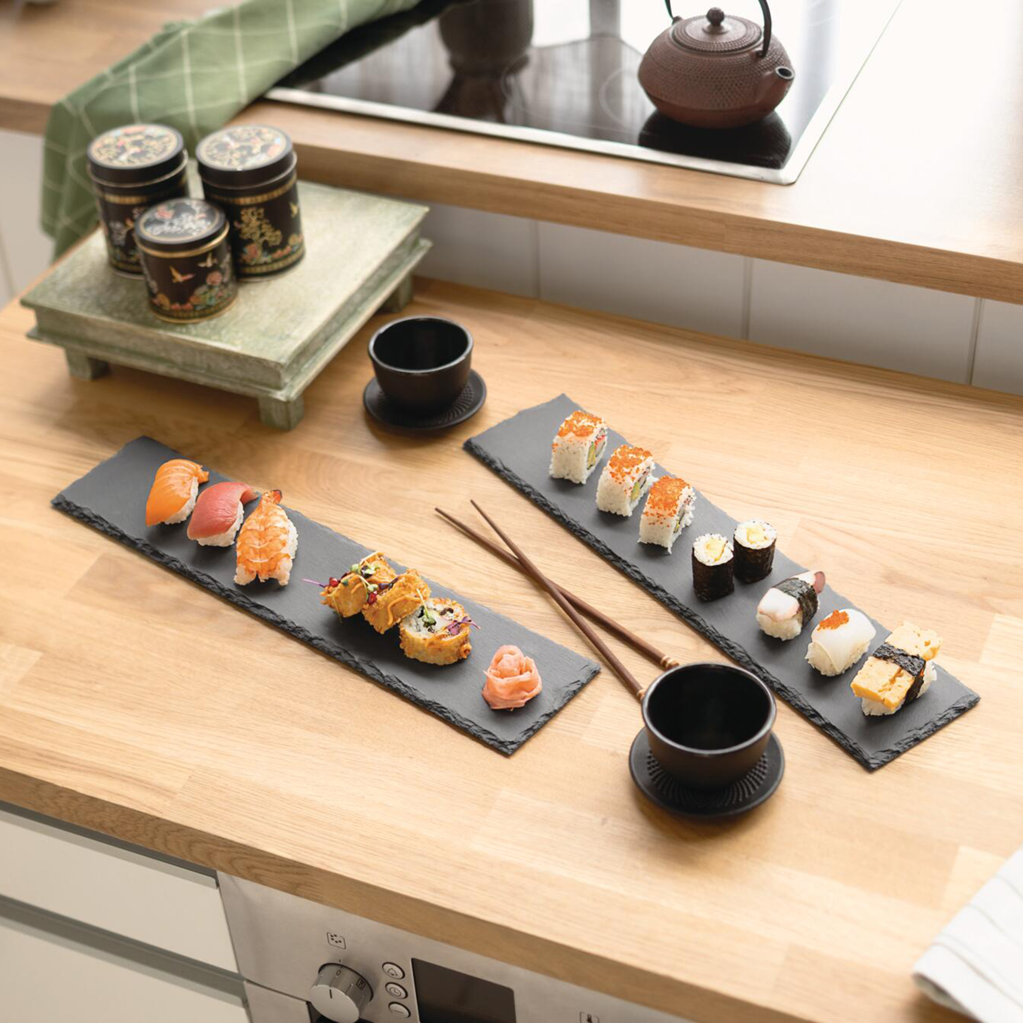 Acheter Lot de 2 plateaux ardoise "allongé"  dans la boutique en ligne de Frank Flechtwaren