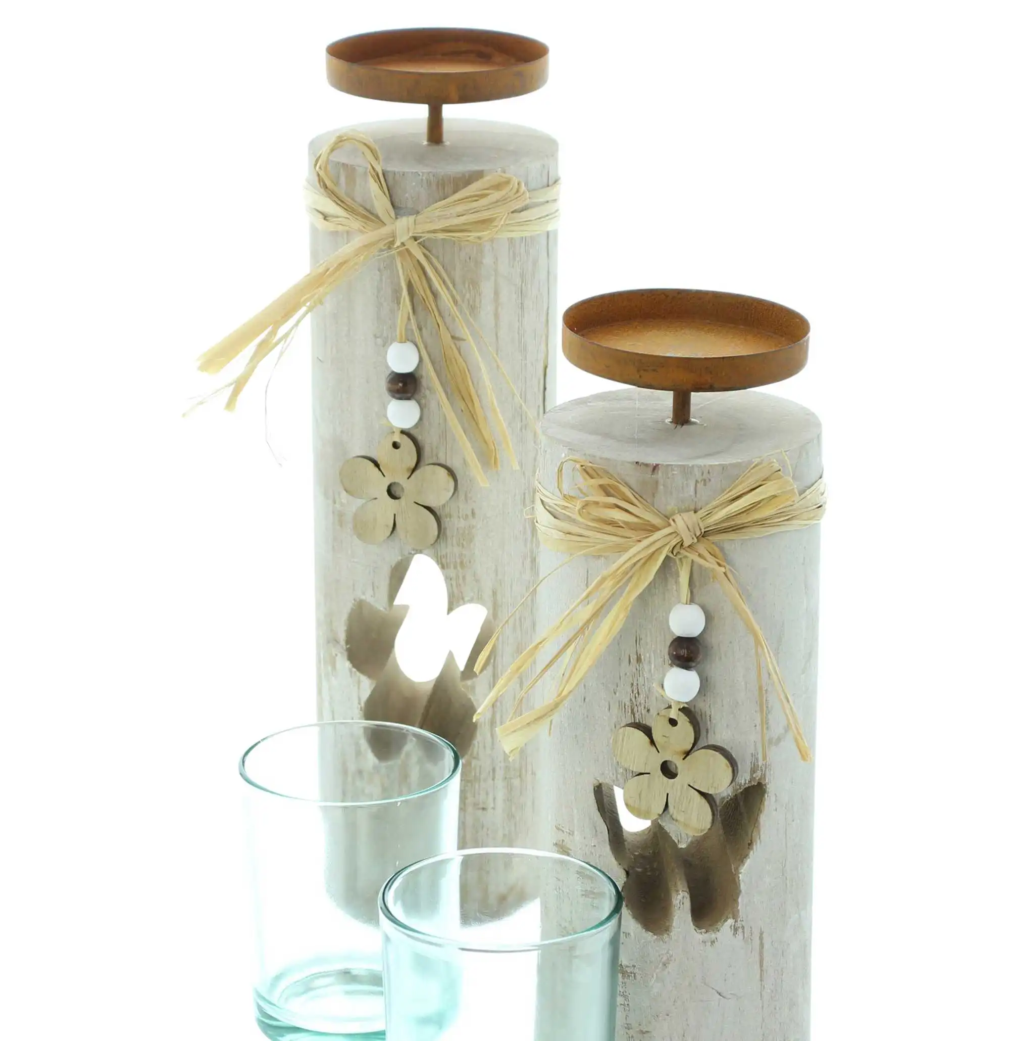 Acheter Lot de 2 lumignons "fleurs"  dans la boutique en ligne de Frank Flechtwaren pour Pâques