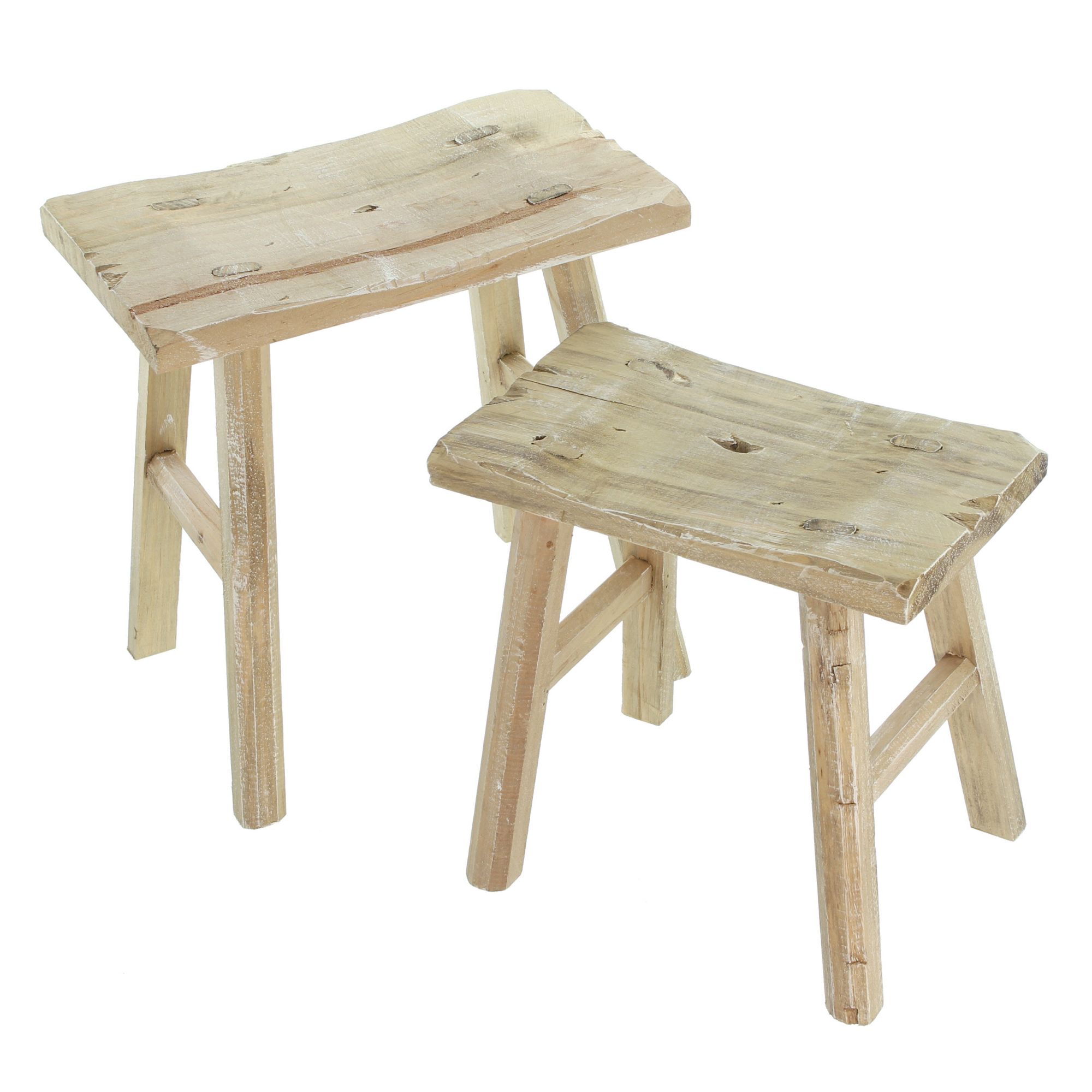 Acheter Lot de 2 tabourets en bois "rustique"  dans la boutique en ligne de Frank Flechtwaren pour Noël