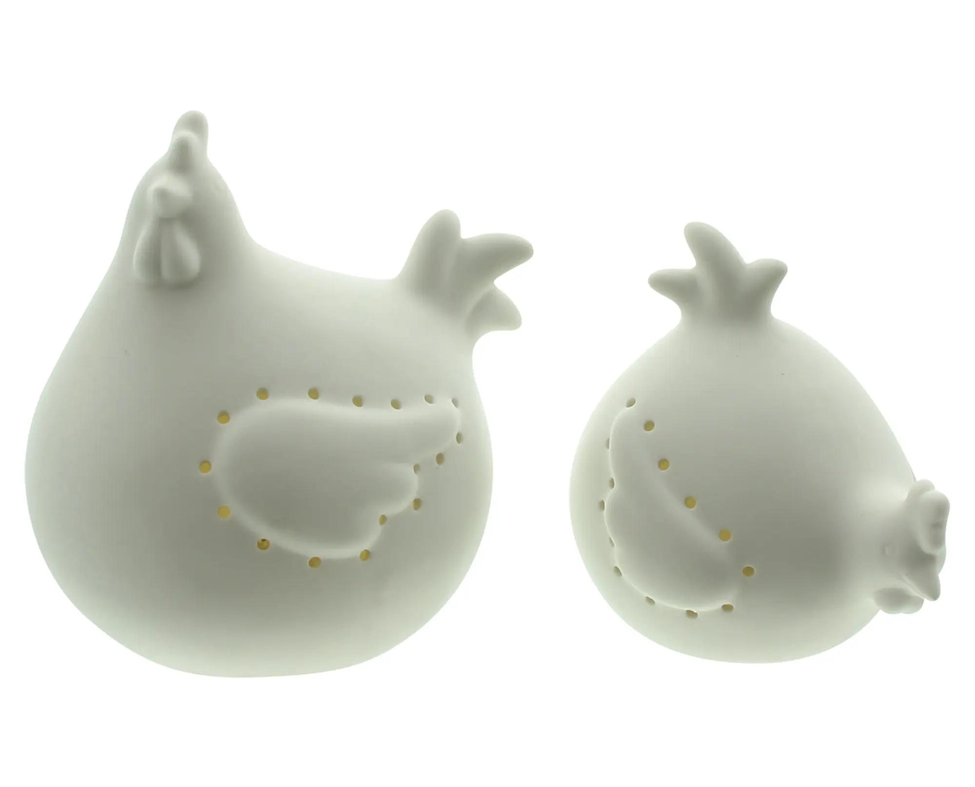 Acheter Lot de 2 poules LED "White"  dans la boutique en ligne de Frank Flechtwaren pour Décorations de table LED