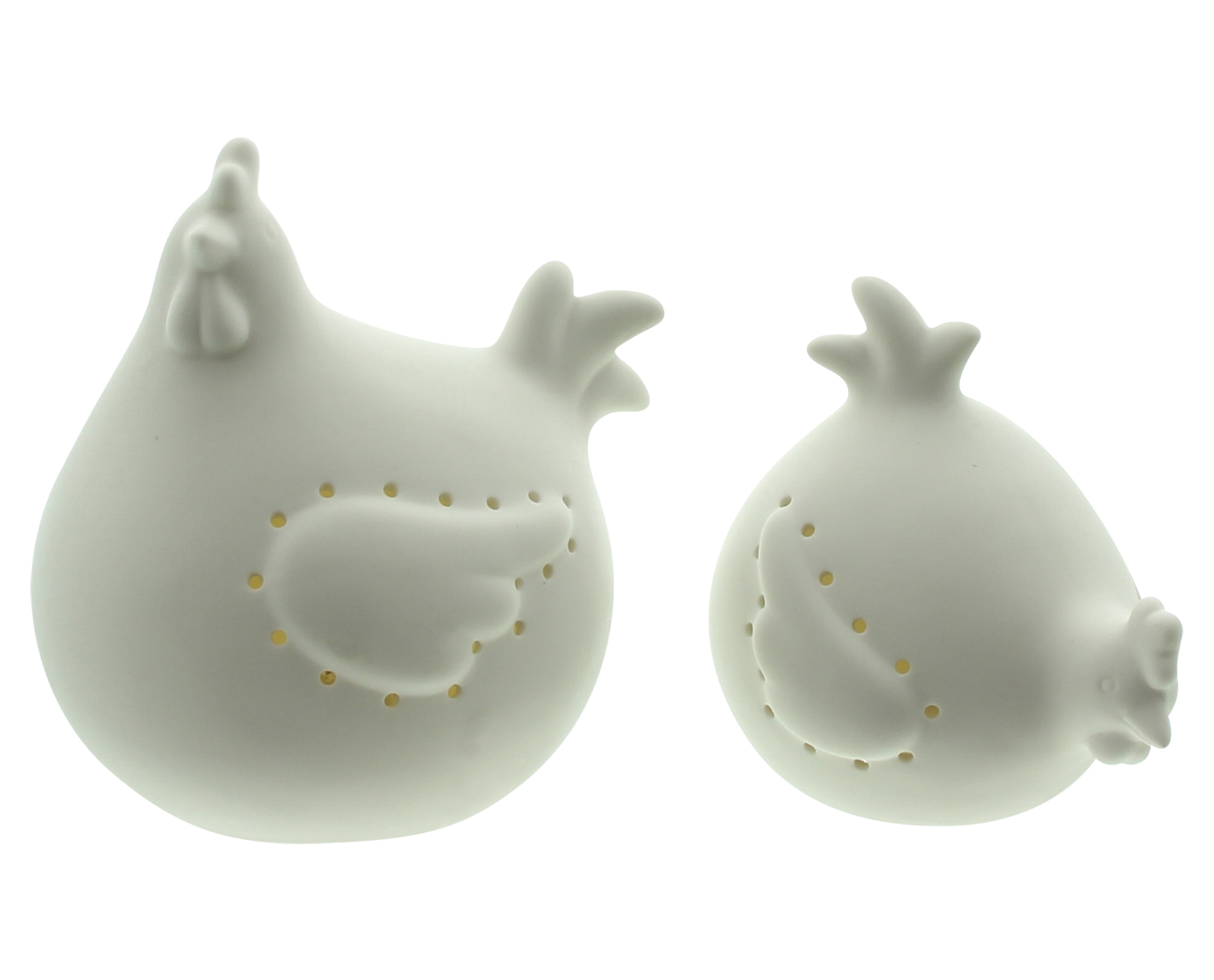 Acheter Lot de 2 poules LED "White"  dans la boutique en ligne de Frank Flechtwaren pour Décorations de table LED