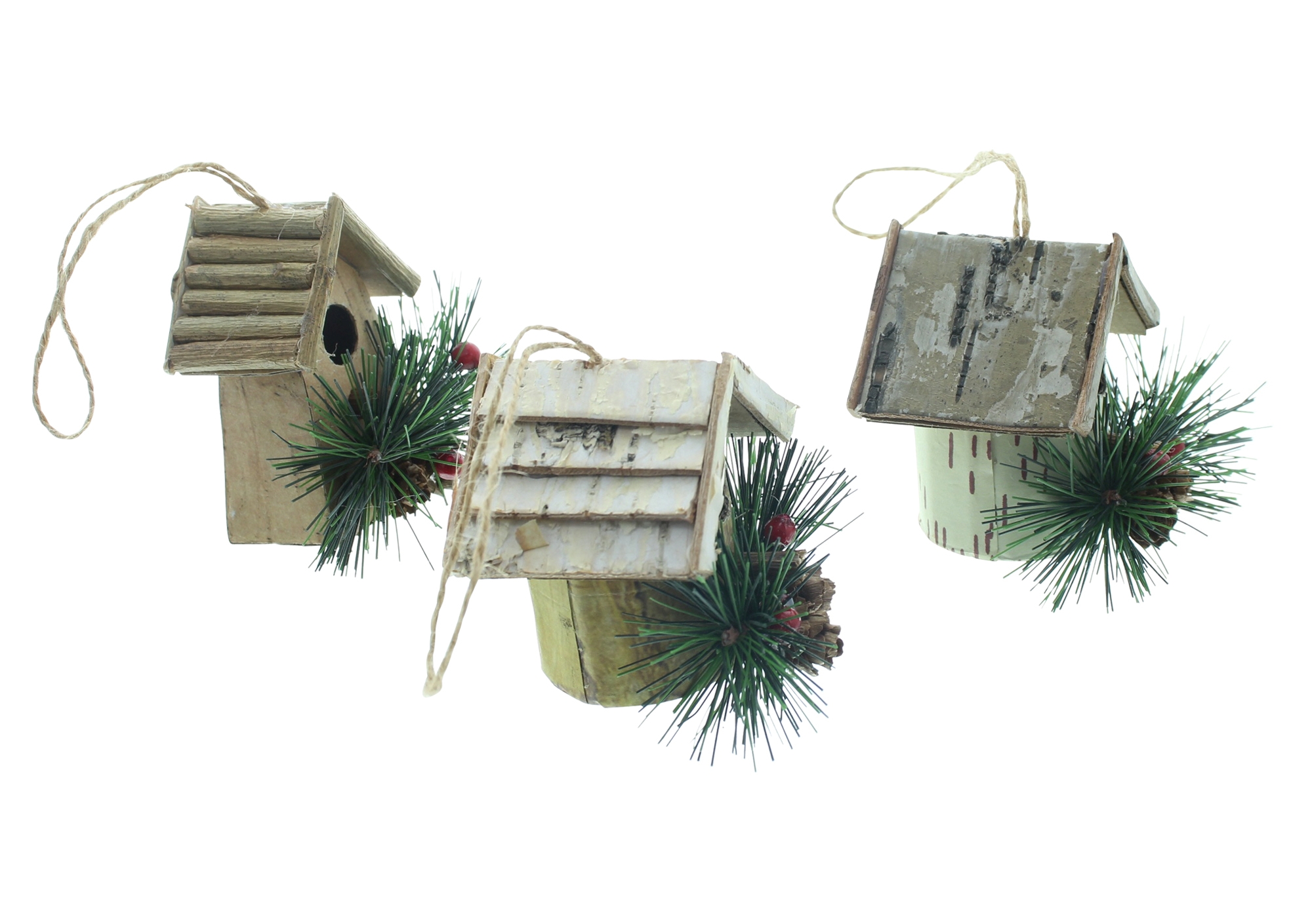 Acheter Lot de 3 suspensions "maisons d'oiseaux"  dans la boutique en ligne de Frank Flechtwaren pour Décorations pour sapins de Noël