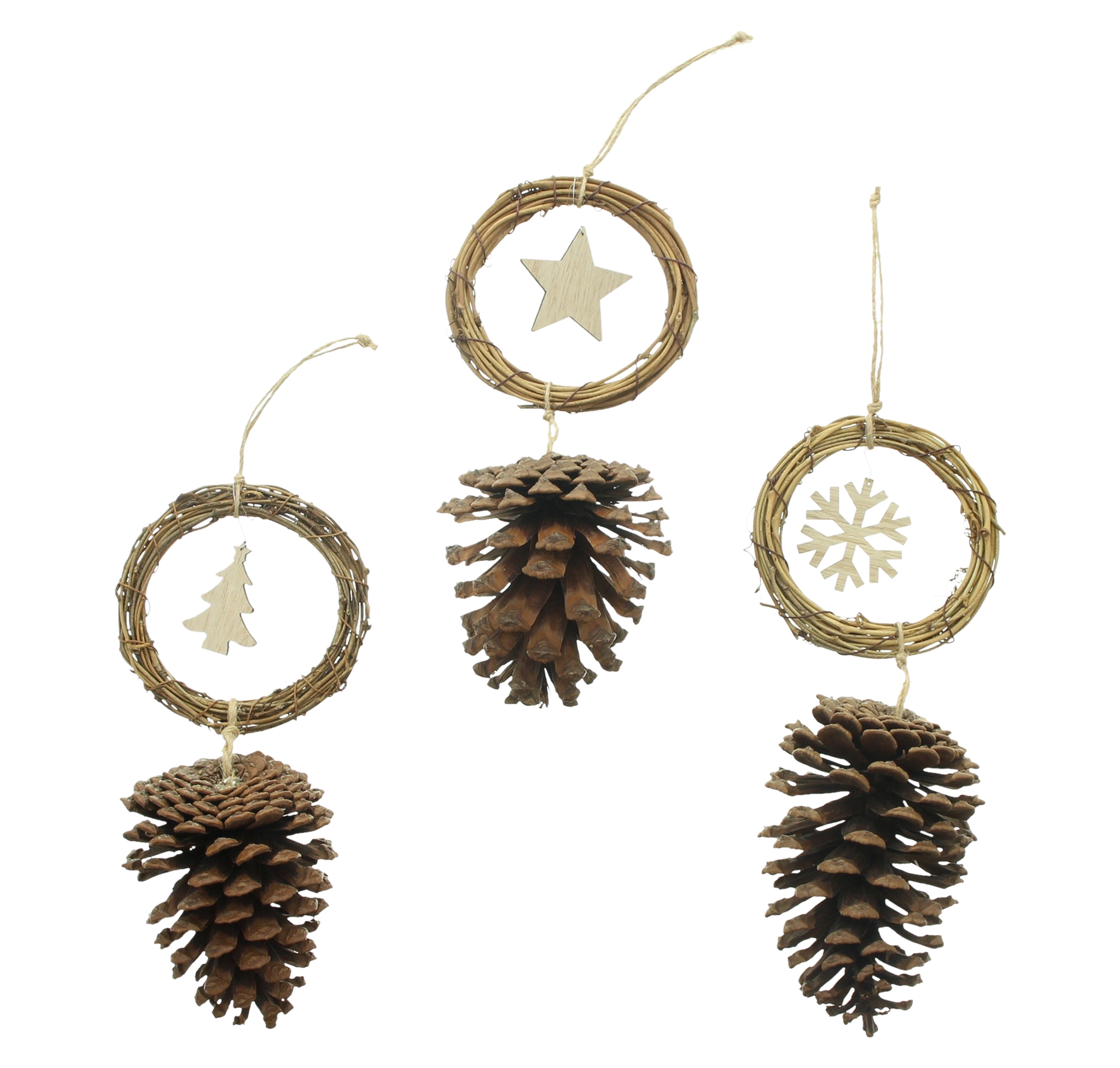 Acheter Lot de 3 suspensions "pomme de pin"  dans la boutique en ligne de Frank Flechtwaren pour Noël
