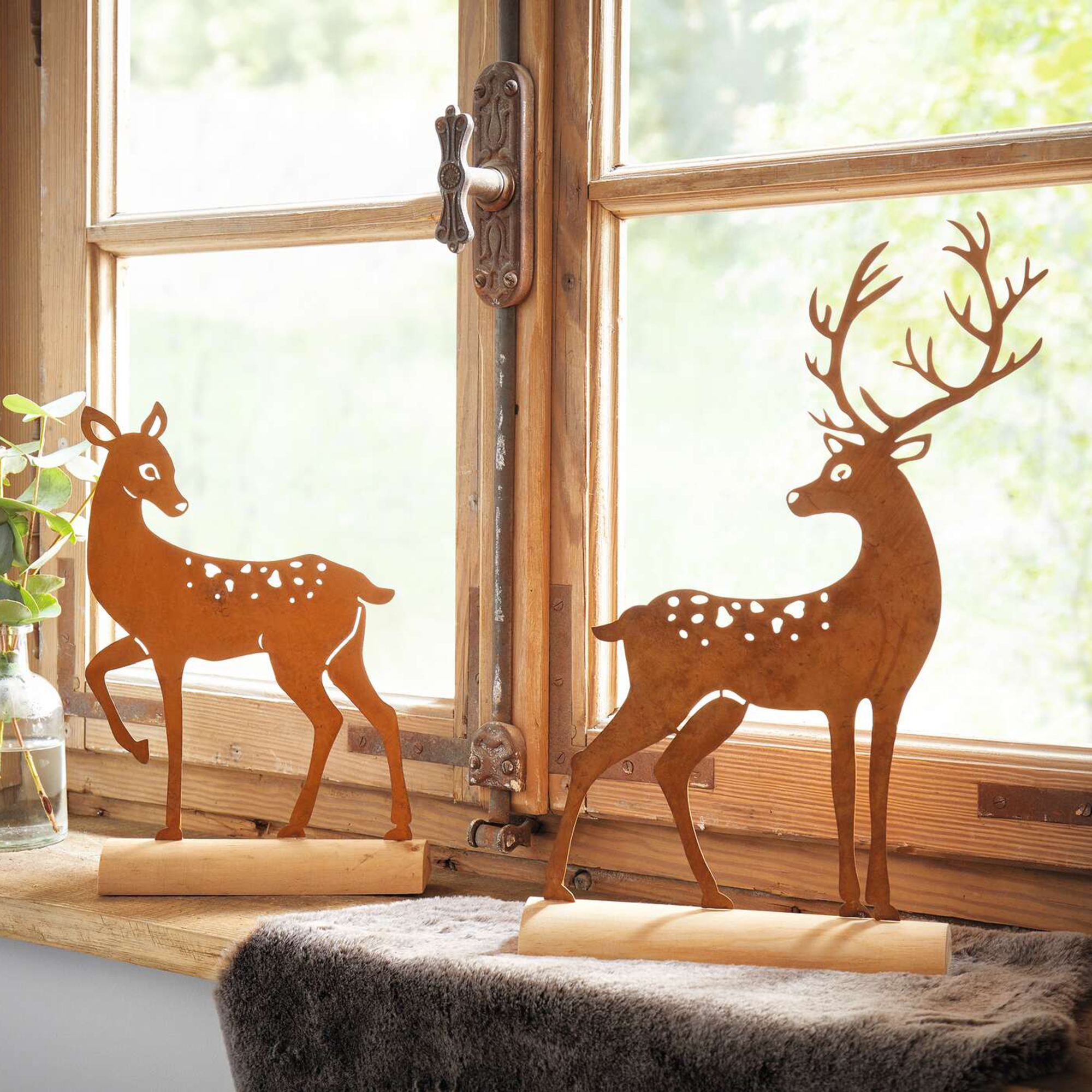 Acheter Lot de 2 décorations métalliques "Cerf"  dans la boutique en ligne de Frank Flechtwaren