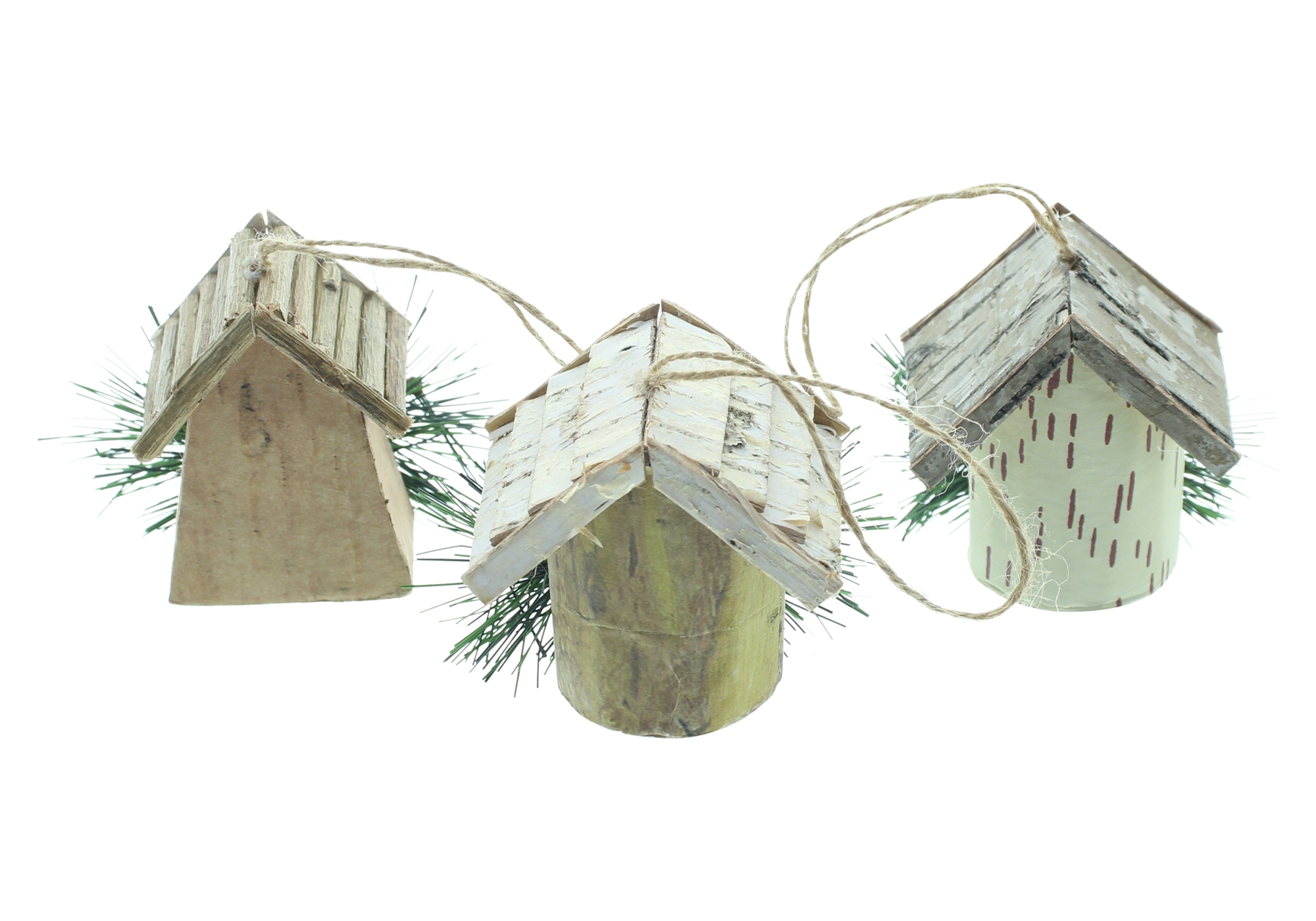 Acheter Lot de 3 suspensions "maisons d'oiseaux"  dans la boutique en ligne de Frank Flechtwaren pour Décorations pour sapins de Noël