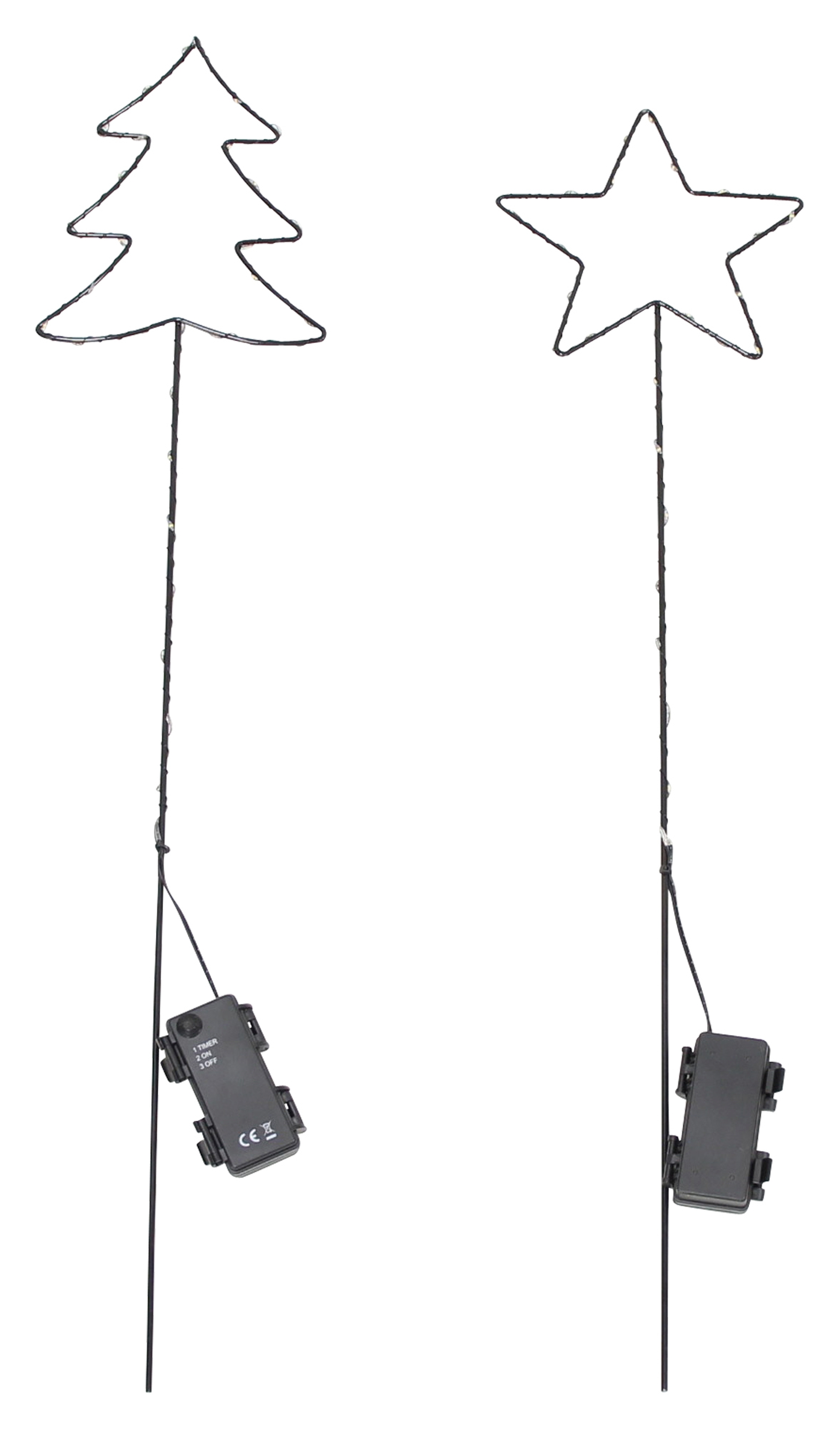 Acheter Lot de 2 pics LED "sapin &amp; étoile"  dans la boutique en ligne de Frank Flechtwaren pour Confettis de table et piques