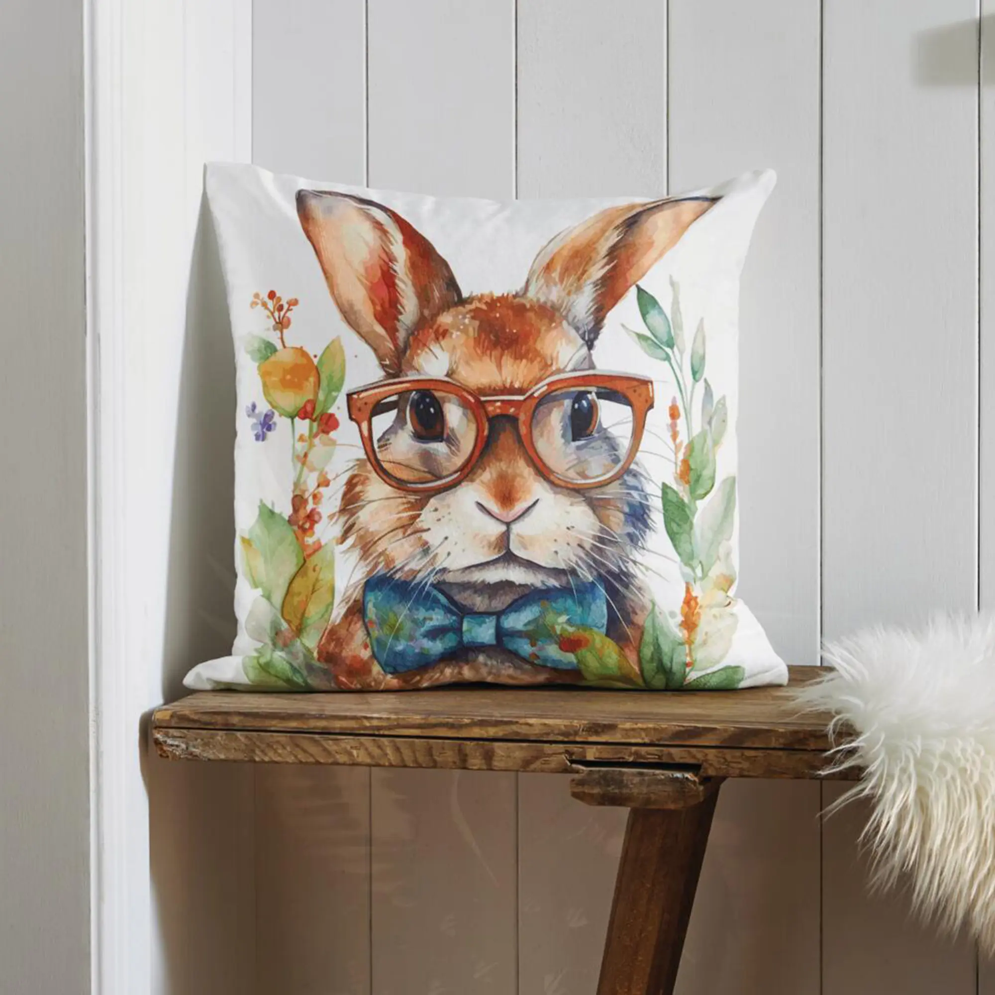 Acheter Housse de coussin "professeur lapin"  dans la boutique en ligne de Frank Flechtwaren