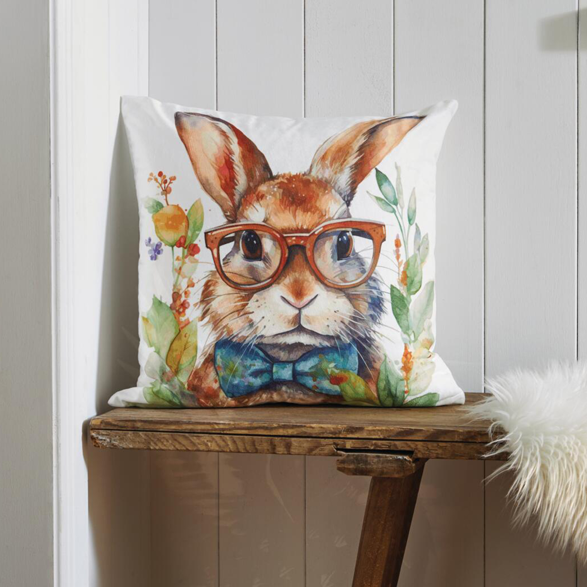 Acheter Housse de coussin "professeur lapin"  dans la boutique en ligne de Frank Flechtwaren