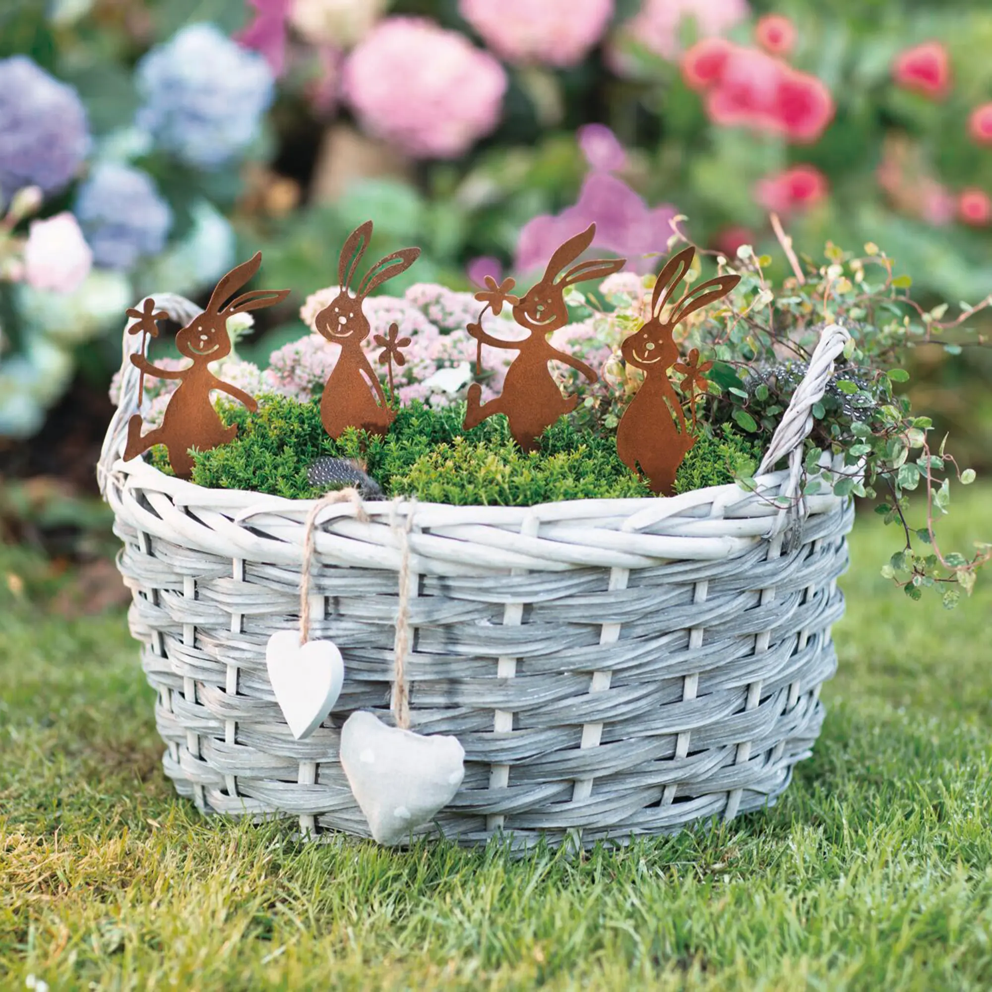Acheter Lot de 4 pics "joyeuse bande de lapins"  dans la boutique en ligne de Frank Flechtwaren