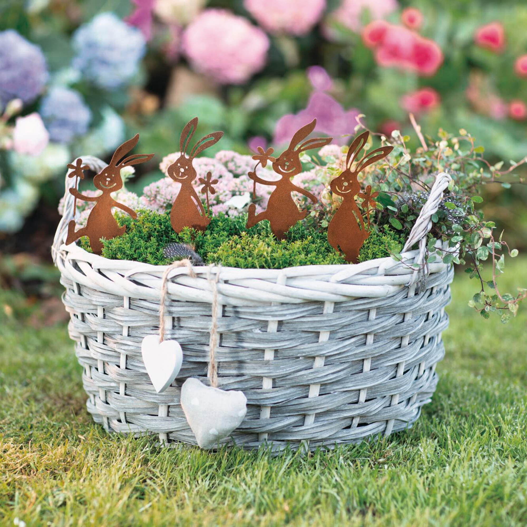 Acheter Lot de 4 pics "joyeuse bande de lapins"  dans la boutique en ligne de Frank Flechtwaren