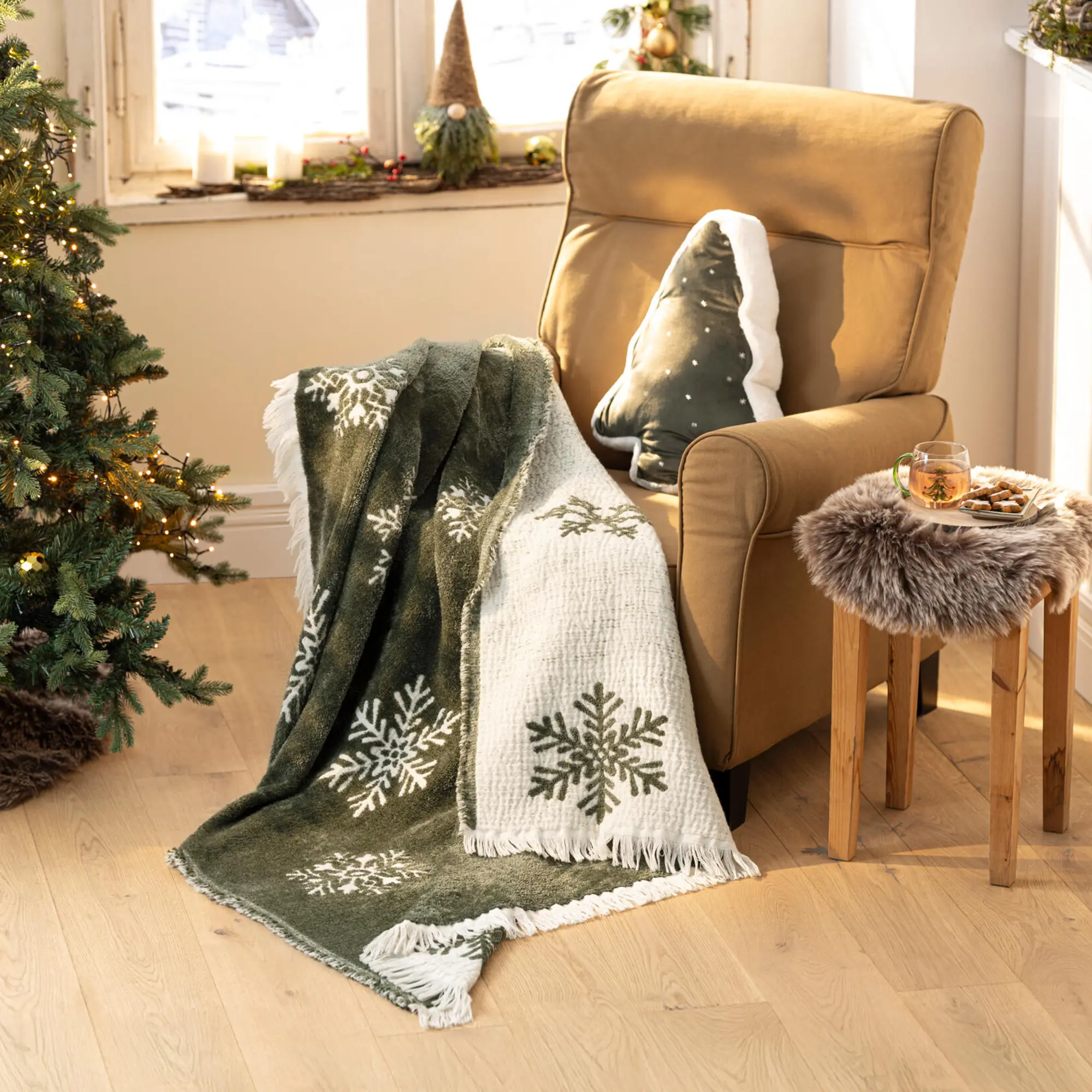 Acheter Couverture douillette « Flocons de neige »  dans la boutique en ligne de Frank Flechtwaren