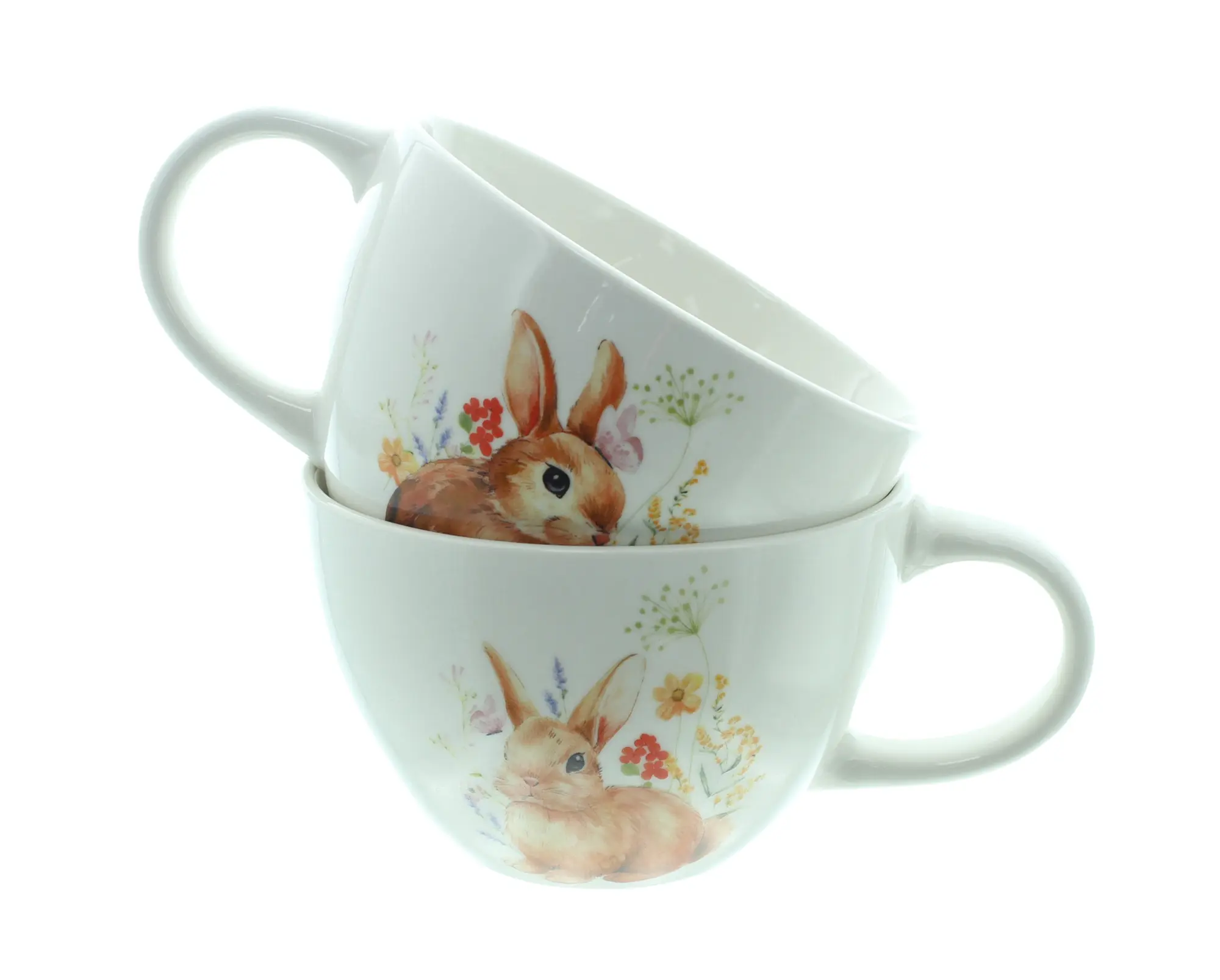 Acheter Lot de 2 tasses jumbos "lapin fleuri"  dans la boutique en ligne de Frank Flechtwaren pour Table festive
