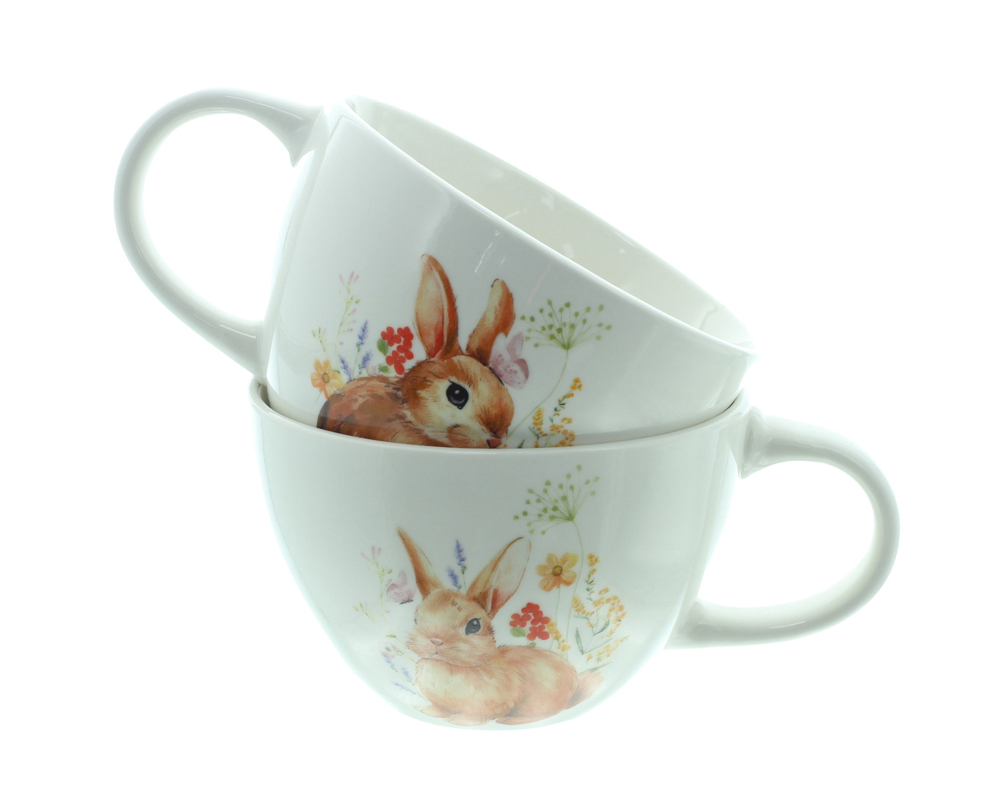 Acheter Lot de 2 tasses jumbos "lapin fleuri"  dans la boutique en ligne de Frank Flechtwaren pour Nouvel arrivage
