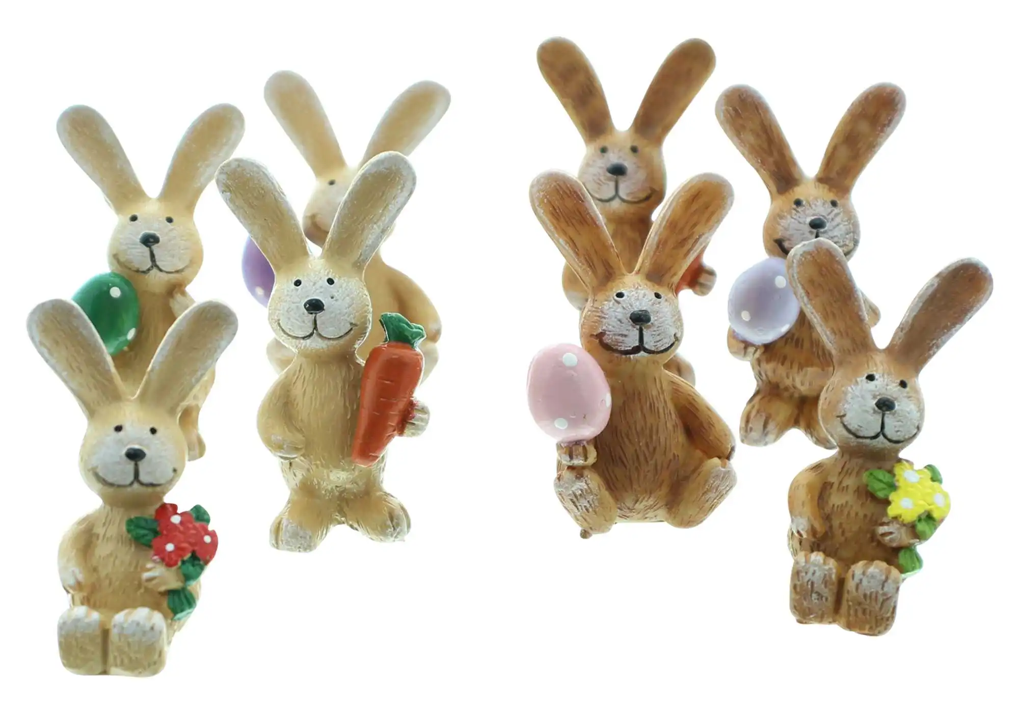 Acheter Lot de 8 petites figurines " bande de lapins"  dans la boutique en ligne de Frank Flechtwaren pour Pâques