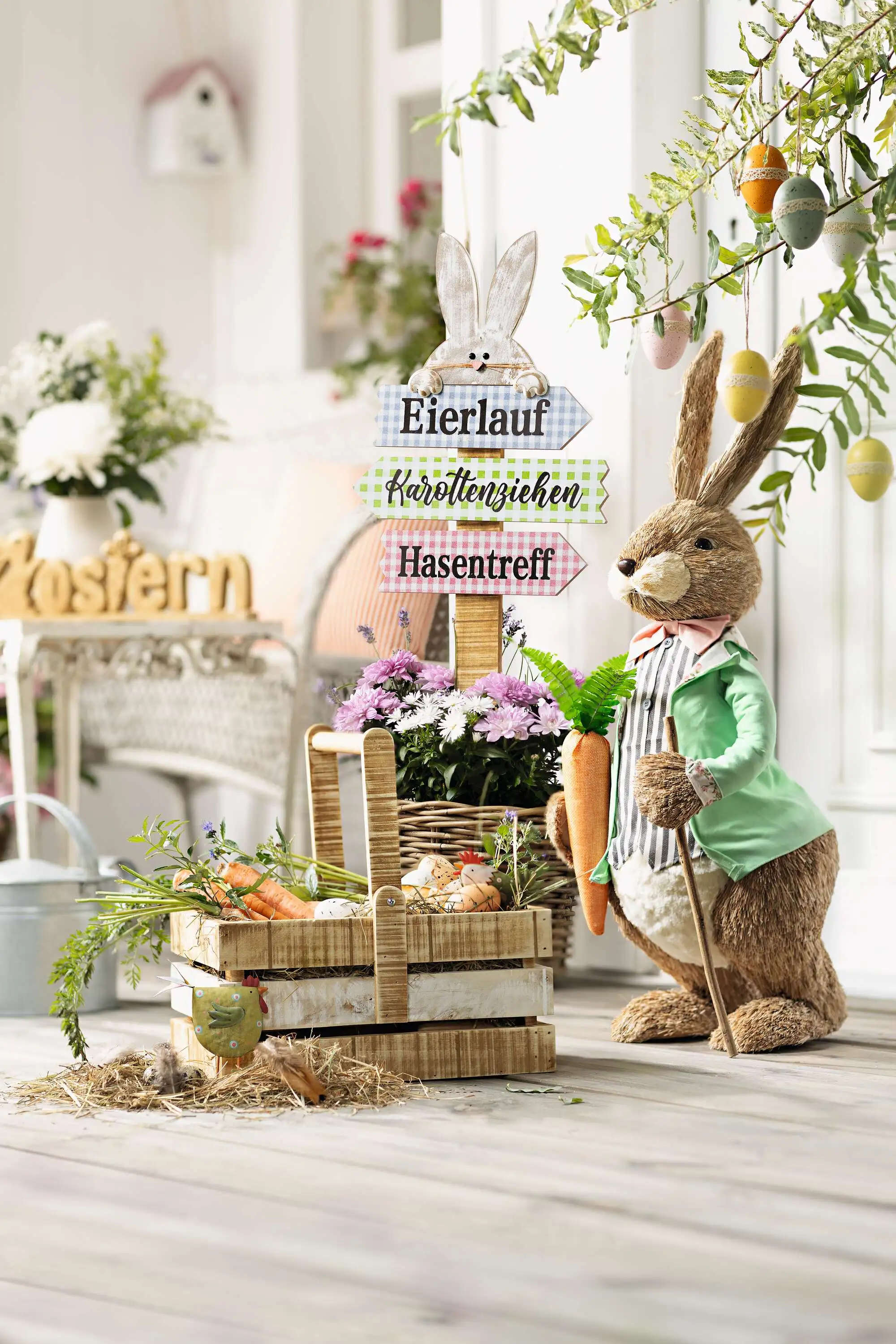 Acheter Panneau de jardin "Osterparty"  dans la boutique en ligne de Frank Flechtwaren pour Pâques colorée