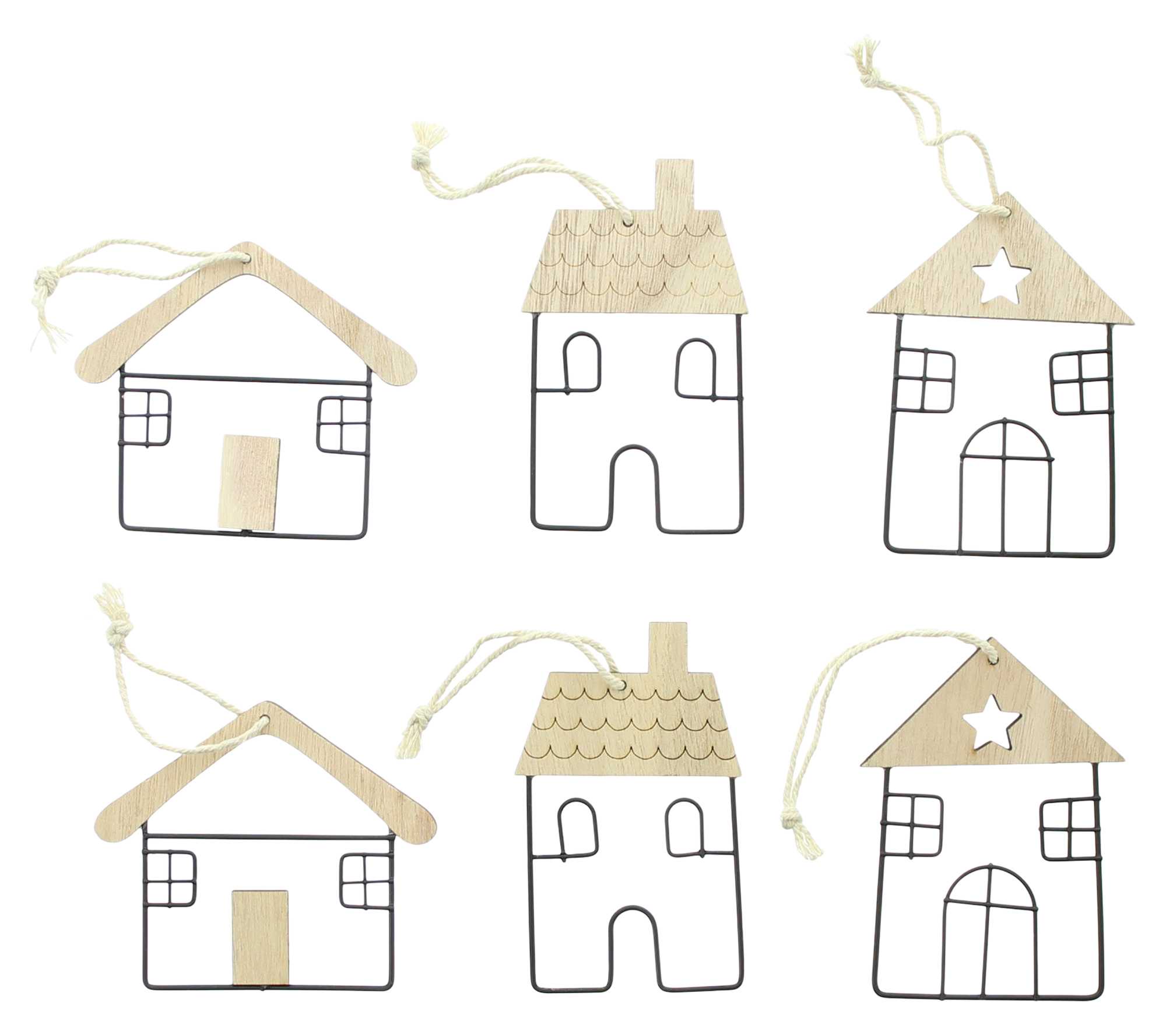 Acheter Lot de 6 suspensions décoratives "maisons"  dans la boutique en ligne de Frank Flechtwaren pour Maison, Maisonette &amp; co.