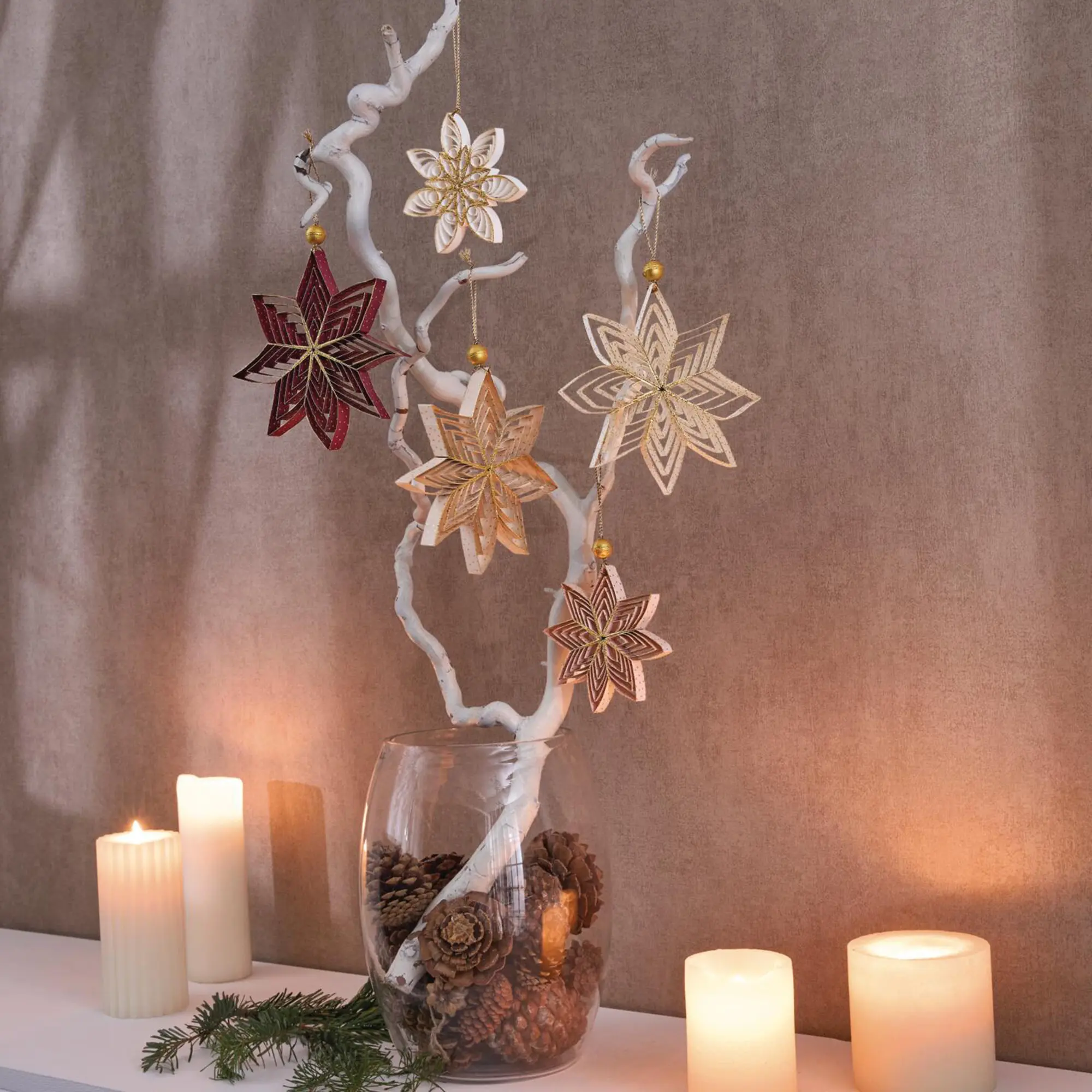 Acheter Suspensions décoratives « Étoile de Noël », lot de 5 dans la boutique en ligne de Frank Flechtwaren pour Glam métallique
