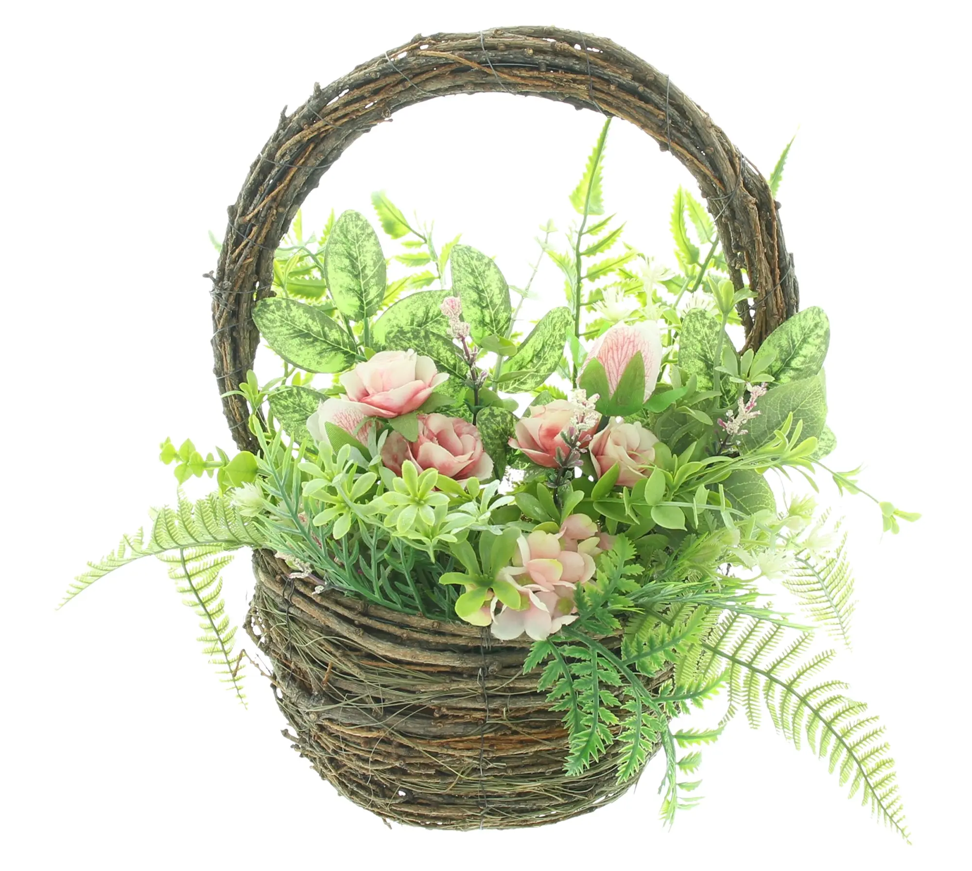 Acheter Panier de fleurs artificielles "rose tendre"  dans la boutique en ligne de Frank Flechtwaren pour Planteur