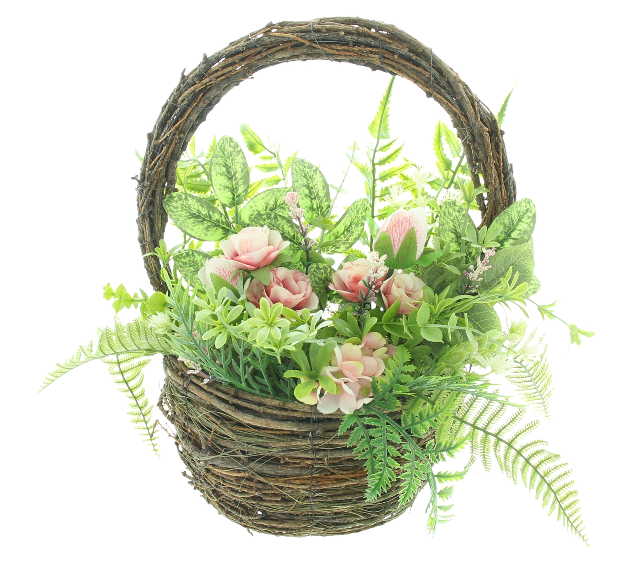 Acheter Panier de fleurs artificielles "rose tendre"  dans la boutique en ligne de Frank Flechtwaren pour Nouvel arrivage
