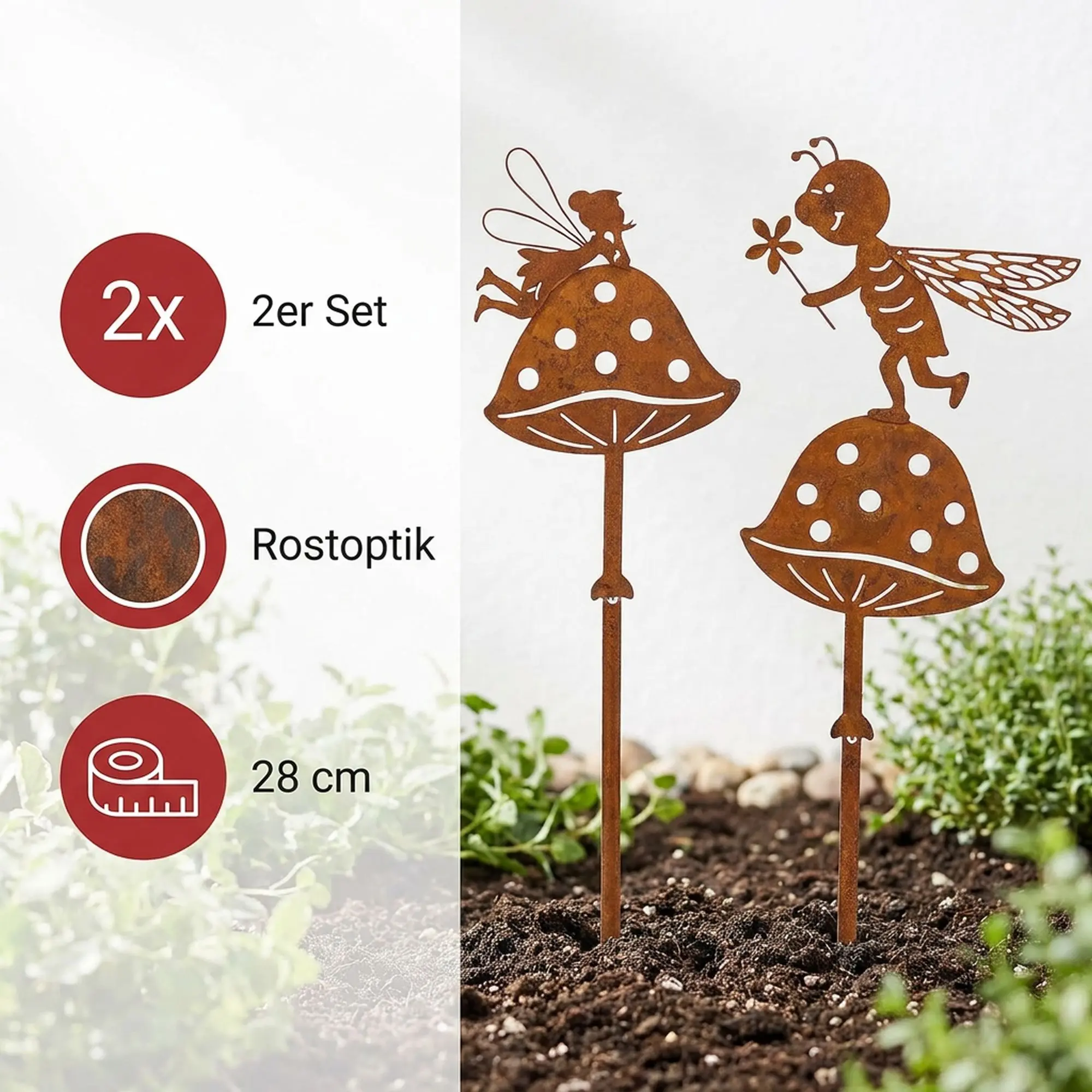 Acheter Lot de 2 pics de jardin "amis des champignons"  dans la boutique en ligne de Frank Flechtwaren pour Piques de jardin