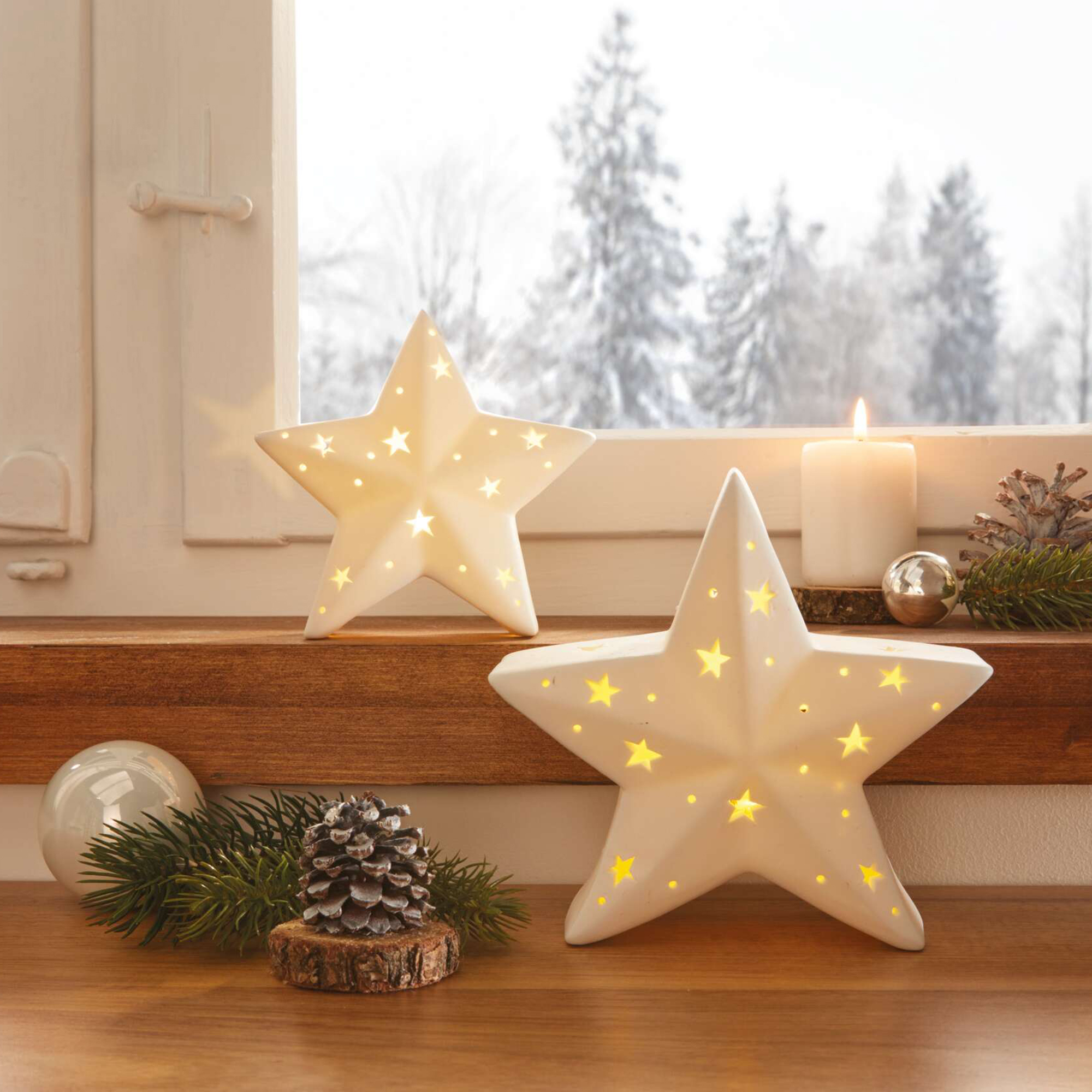 Acheter Lot de 2 étoile LED "White"  dans la boutique en ligne de Frank Flechtwaren