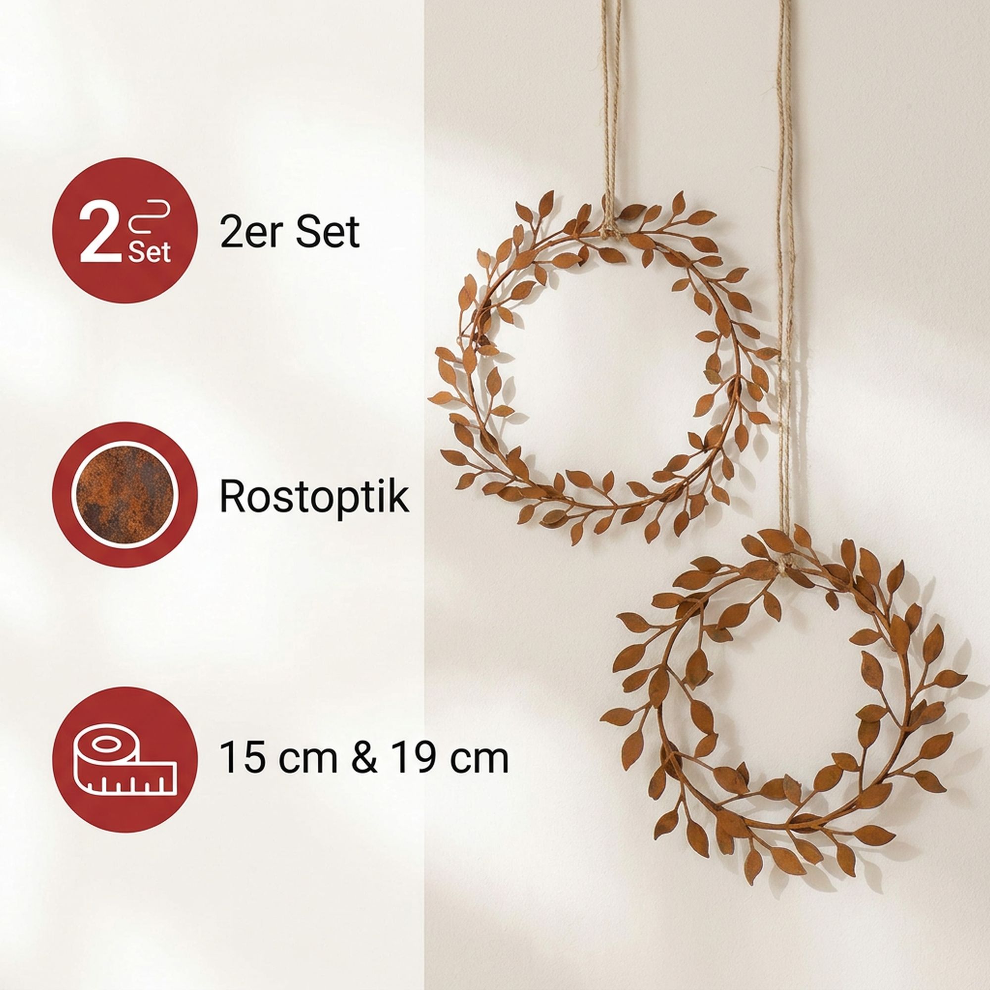 Acheter Lot de 2 suspensions "couronne de feuilles"  dans la boutique en ligne de Frank Flechtwaren pour Suspensions décoratives