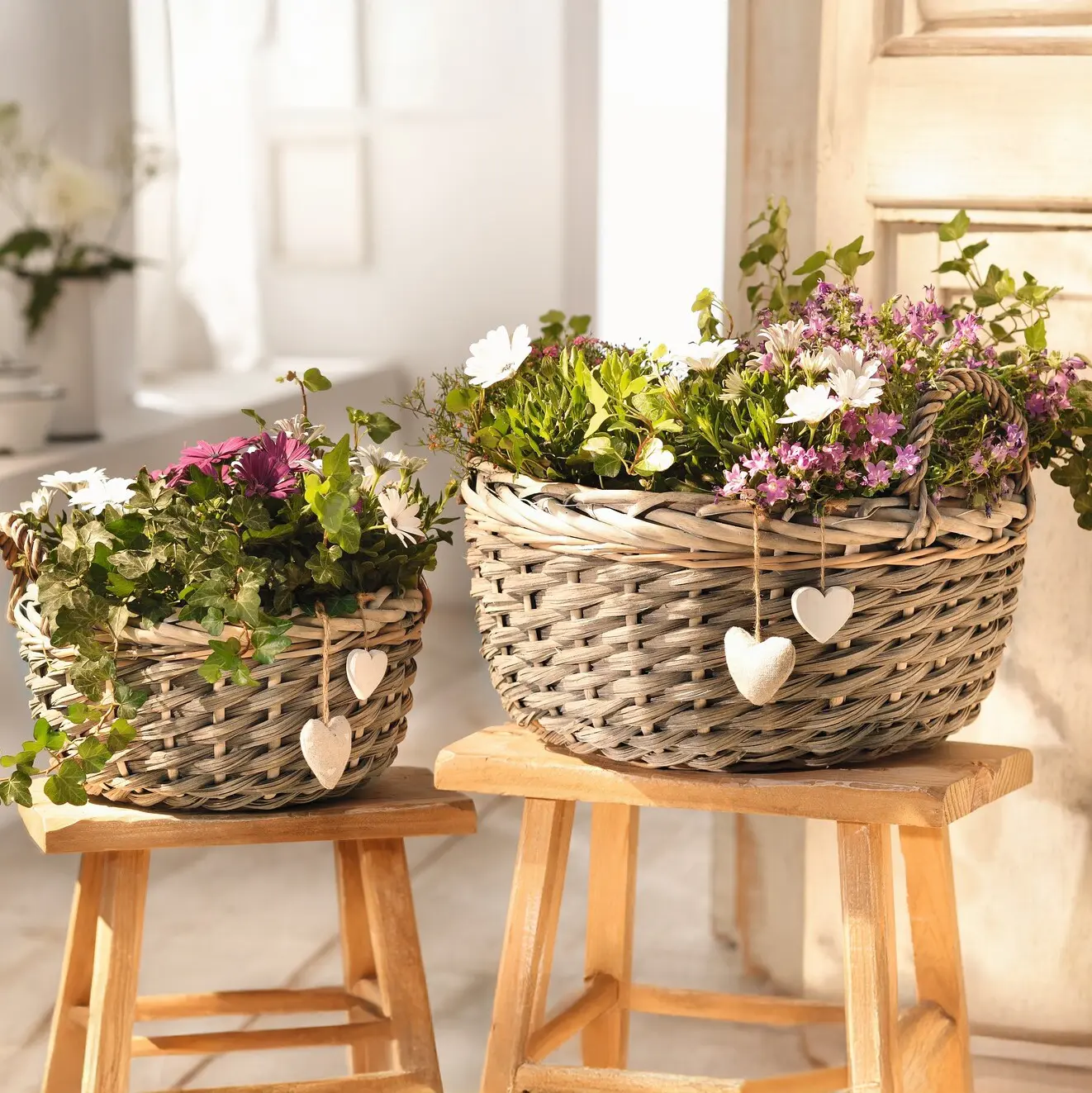 Acheter Lot de 2 jardinières "coeurs"  dans la boutique en ligne de Frank Flechtwaren