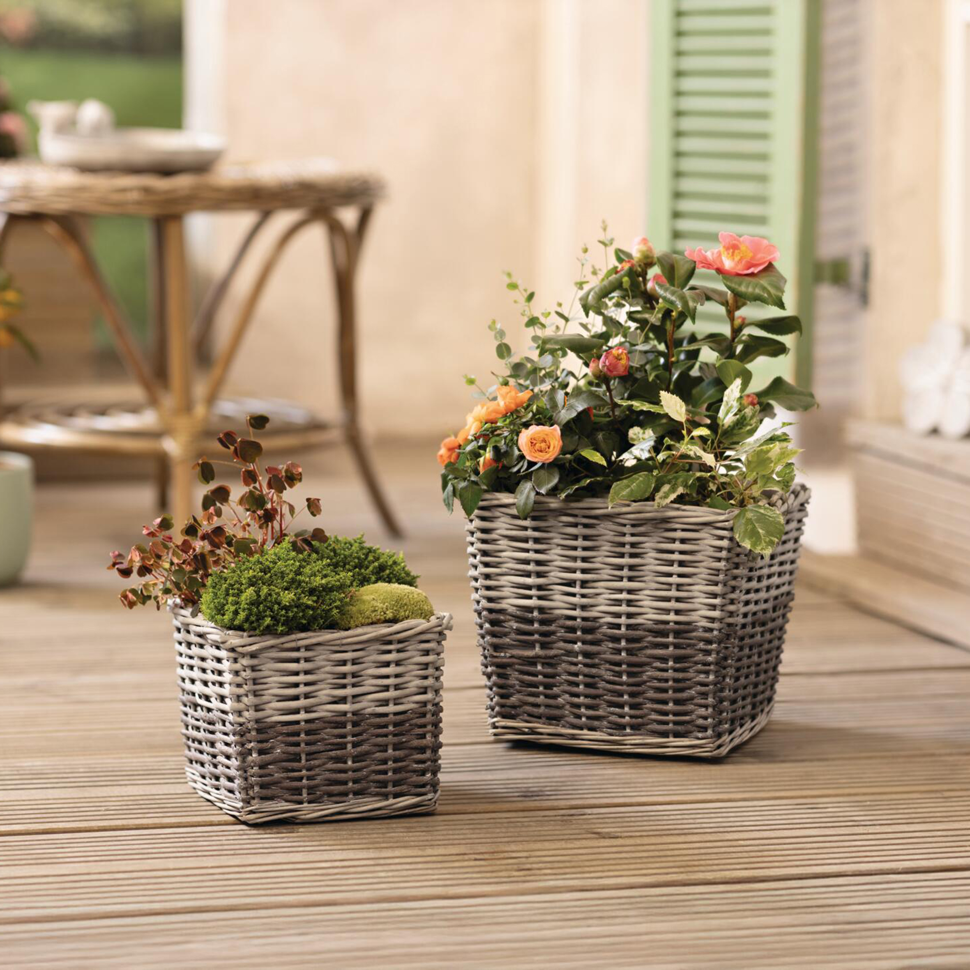 Acheter Lot de 2 jardinières "saule gris"  dans la boutique en ligne de Frank Flechtwaren pour Jardinières corbeilles
