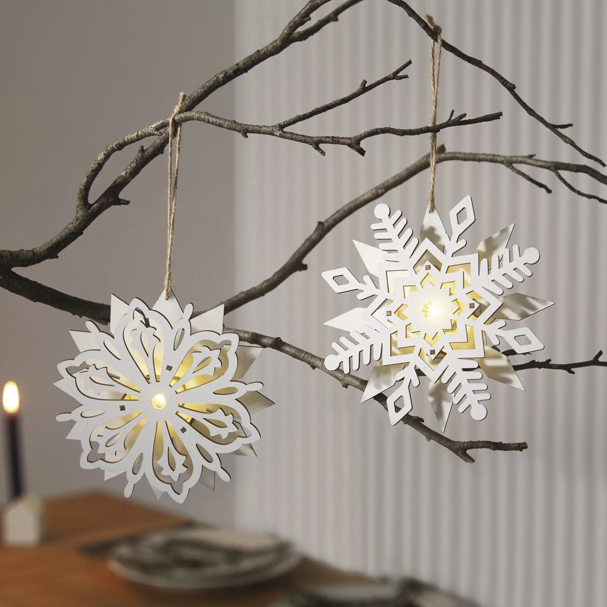 Acheter Lot de 2 suspensions LED "flocon de neige"  dans la boutique en ligne de Frank Flechtwaren