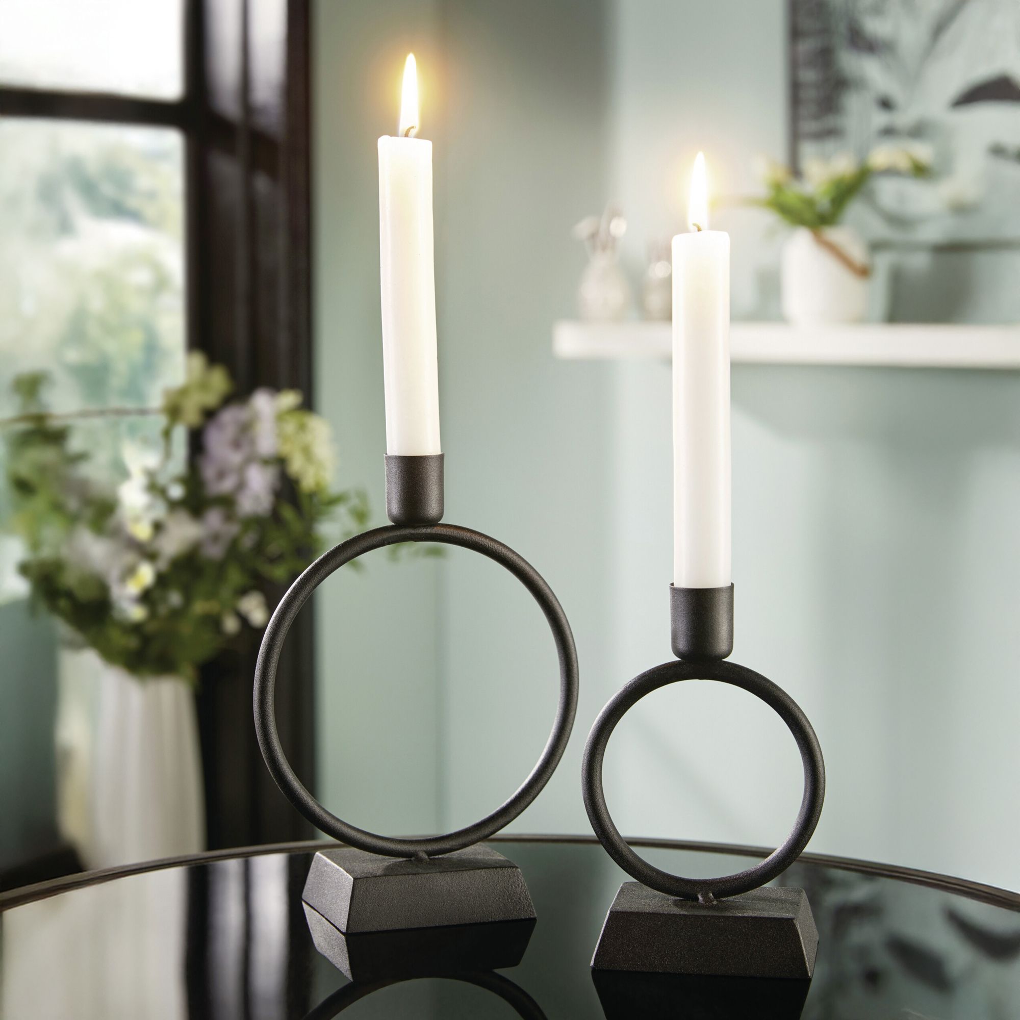 Acheter Lot de 2 bougeoirs bougie-tige "anneau"  dans la boutique en ligne de Frank Flechtwaren