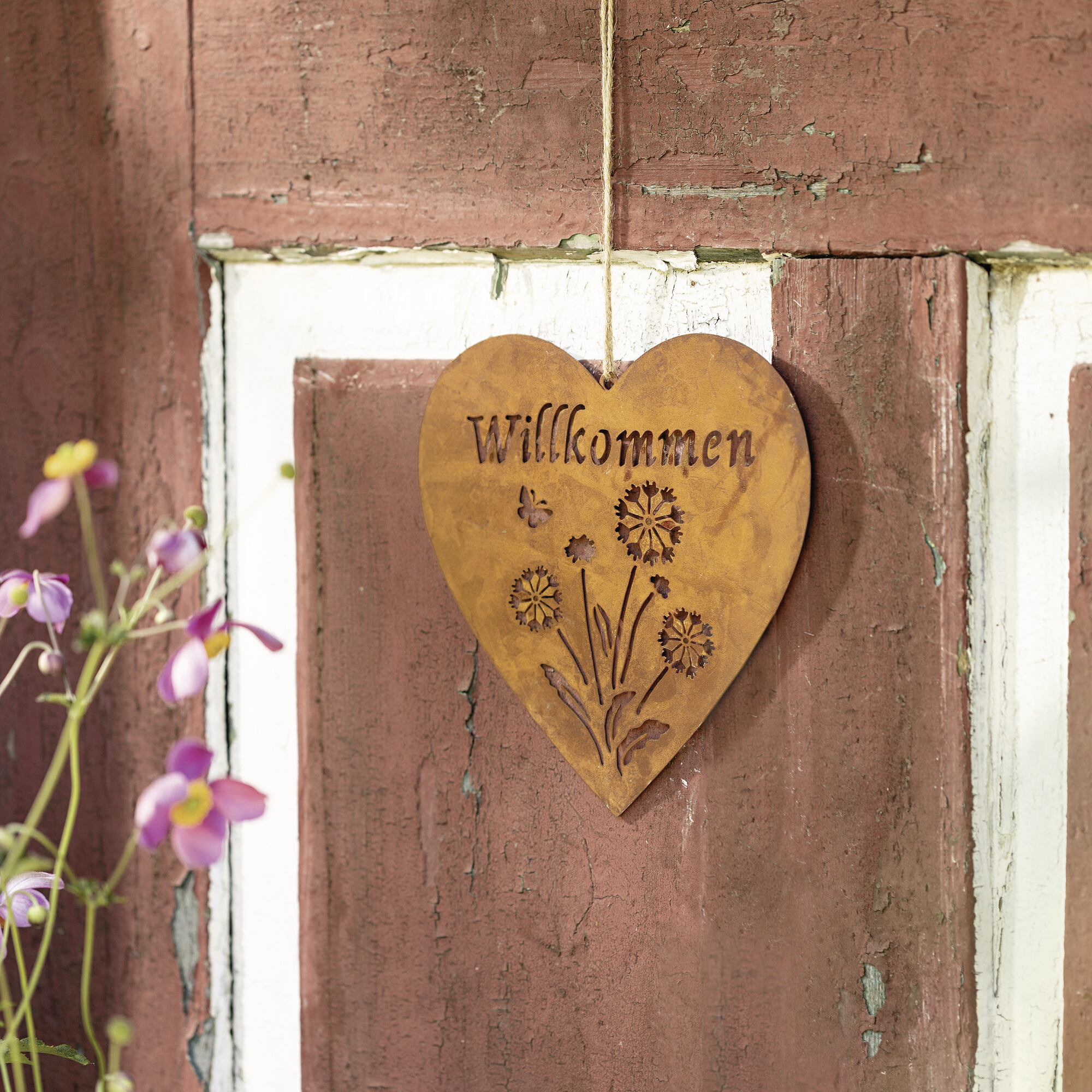 Acheter Suspension coeur "Willkommen"  dans la boutique en ligne de Frank Flechtwaren