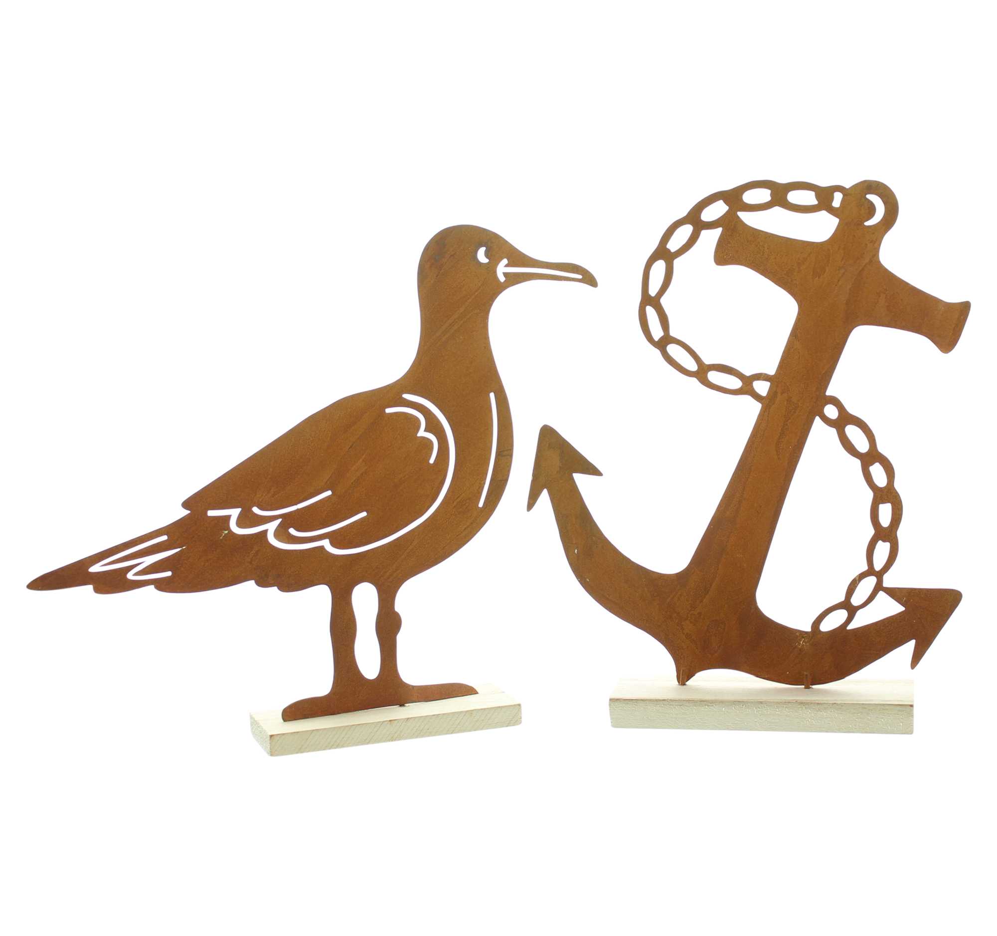 Acheter Décoration rouille "ancre &amp; mouette", 2pcs.  dans la boutique en ligne de Frank Flechtwaren pour Figurines décoratives
