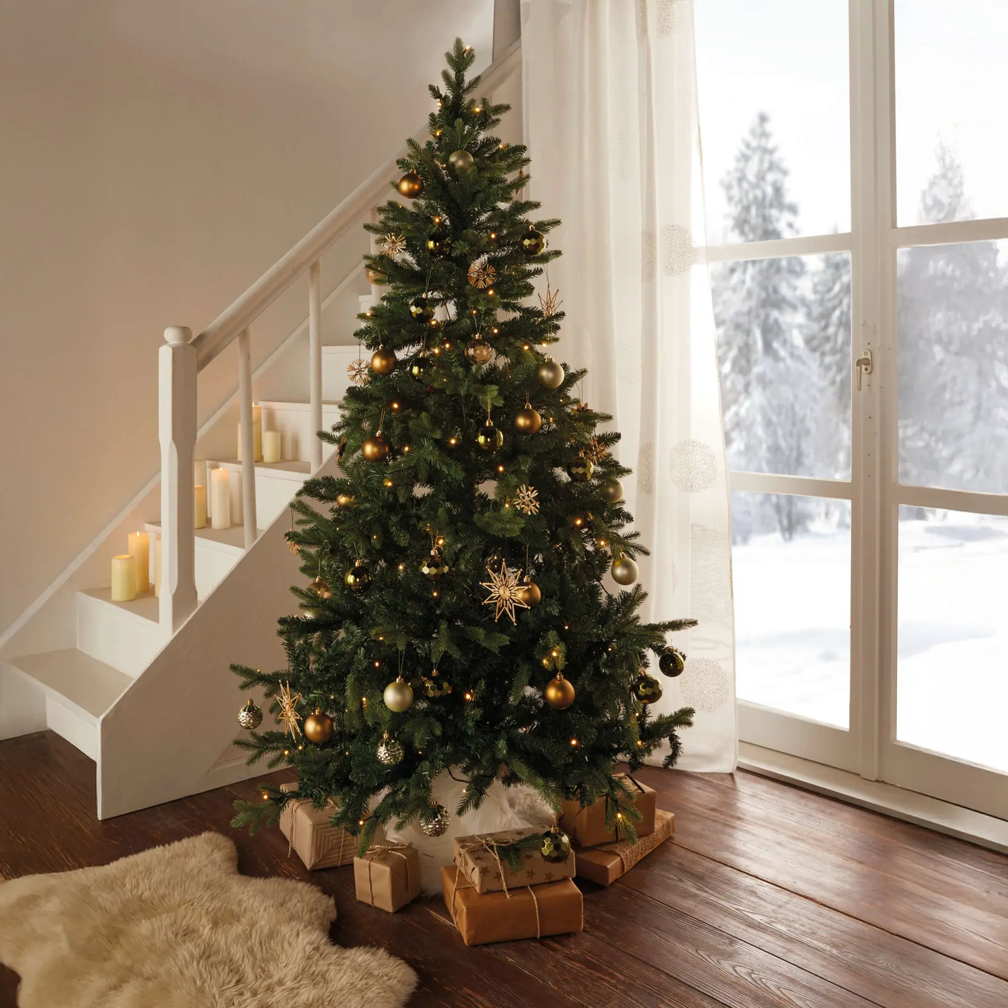 Acheter Sapin de Noël avec guirlande lumineuse  dans la boutique en ligne de Frank Flechtwaren pour Noël nostalgique