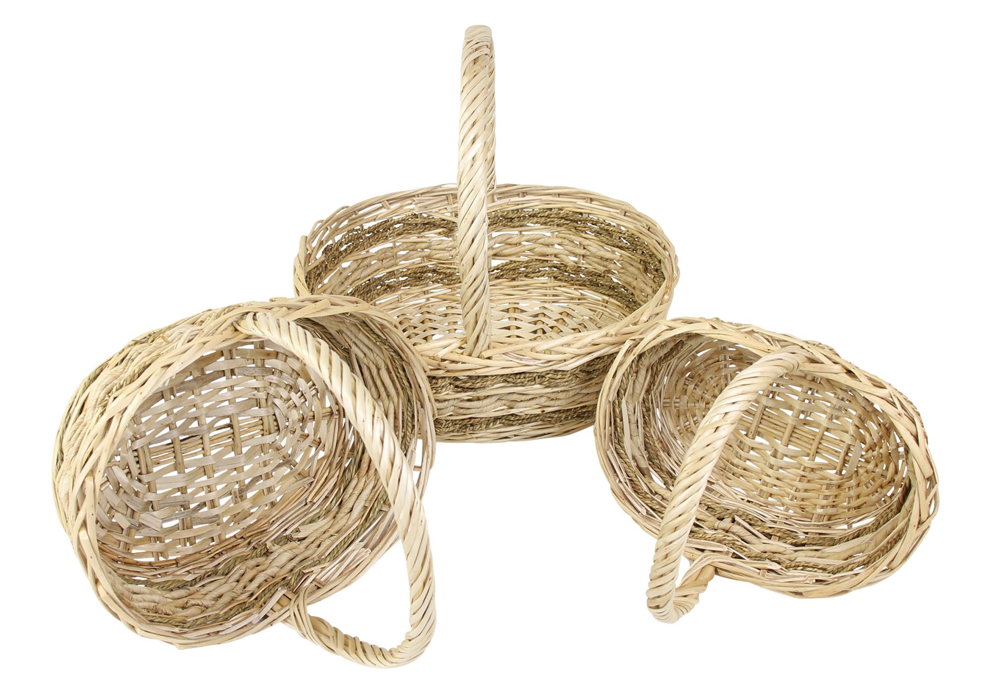 Acheter Lot de 3 corbeilles à anse "zostère" dans la boutique en ligne de Frank Flechtwaren pour Paniers cadeaux Acheter Lot de 3 corbeilles à anse "zostère" dans la boutique en ligne de Frank Flechtwaren pour Paniers cadeaux