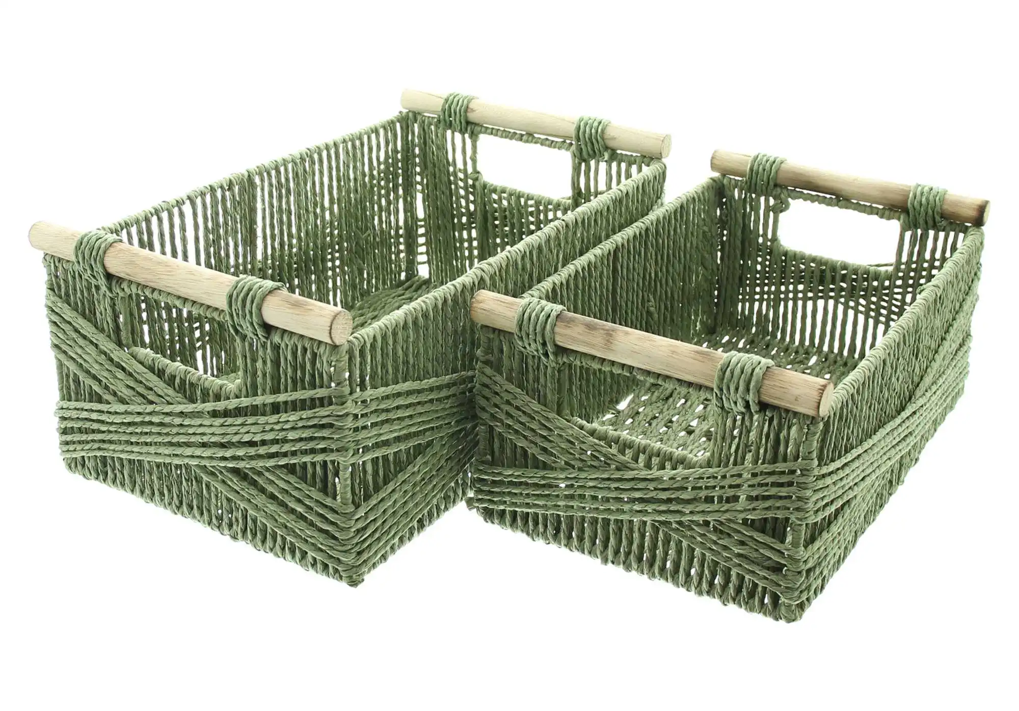 Acheter Lot de 2 corbeilles « poignée en bois »  dans la boutique en ligne de Frank Flechtwaren pour Paniers de remplissage &amp; universels