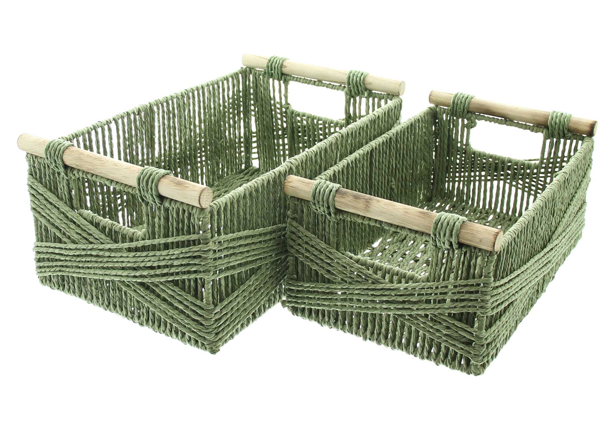 Acheter Lot de 2 corbeilles « poignée en bois »  dans la boutique en ligne de Frank Flechtwaren pour Paniers de remplissage &amp; universels