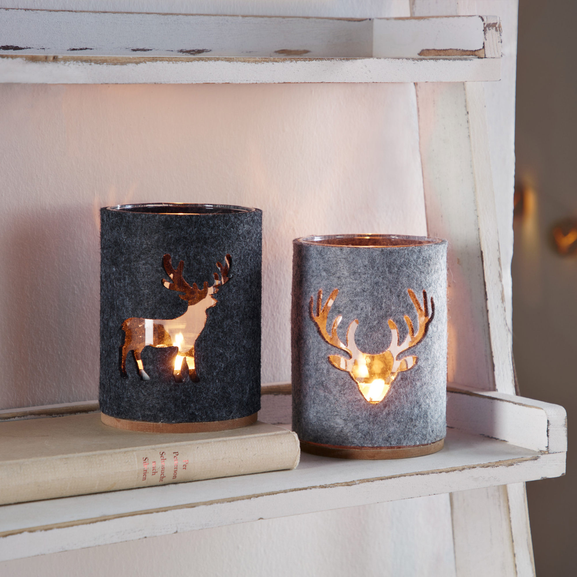 Acheter Lot de 2 lumignons "cerf"  dans la boutique en ligne de Frank Flechtwaren pour Motif tendance cerf