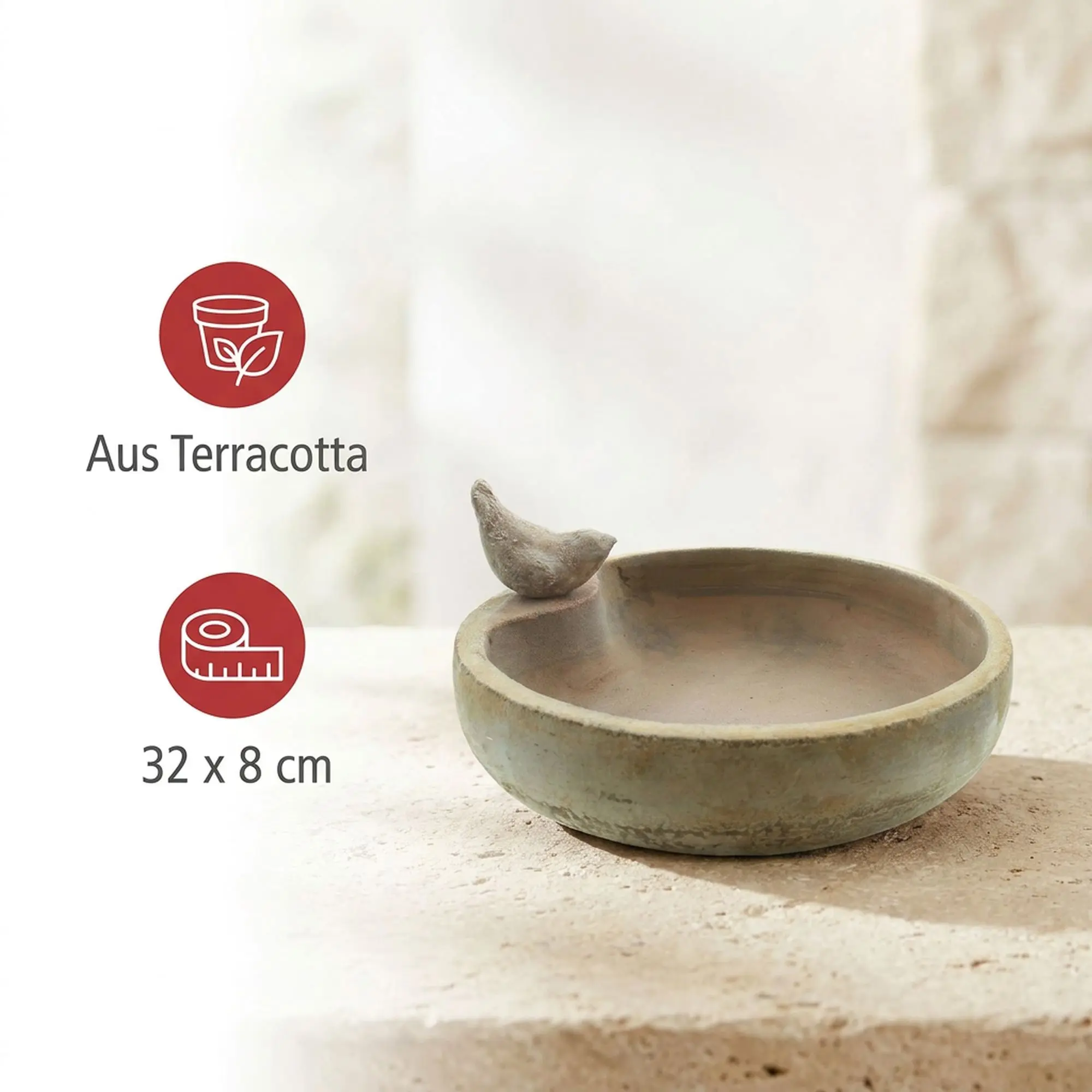Acheter Abreuvoir oiseaux "terre cuite"  dans la boutique en ligne de Frank Flechtwaren pour Jardin de Pâques coloré