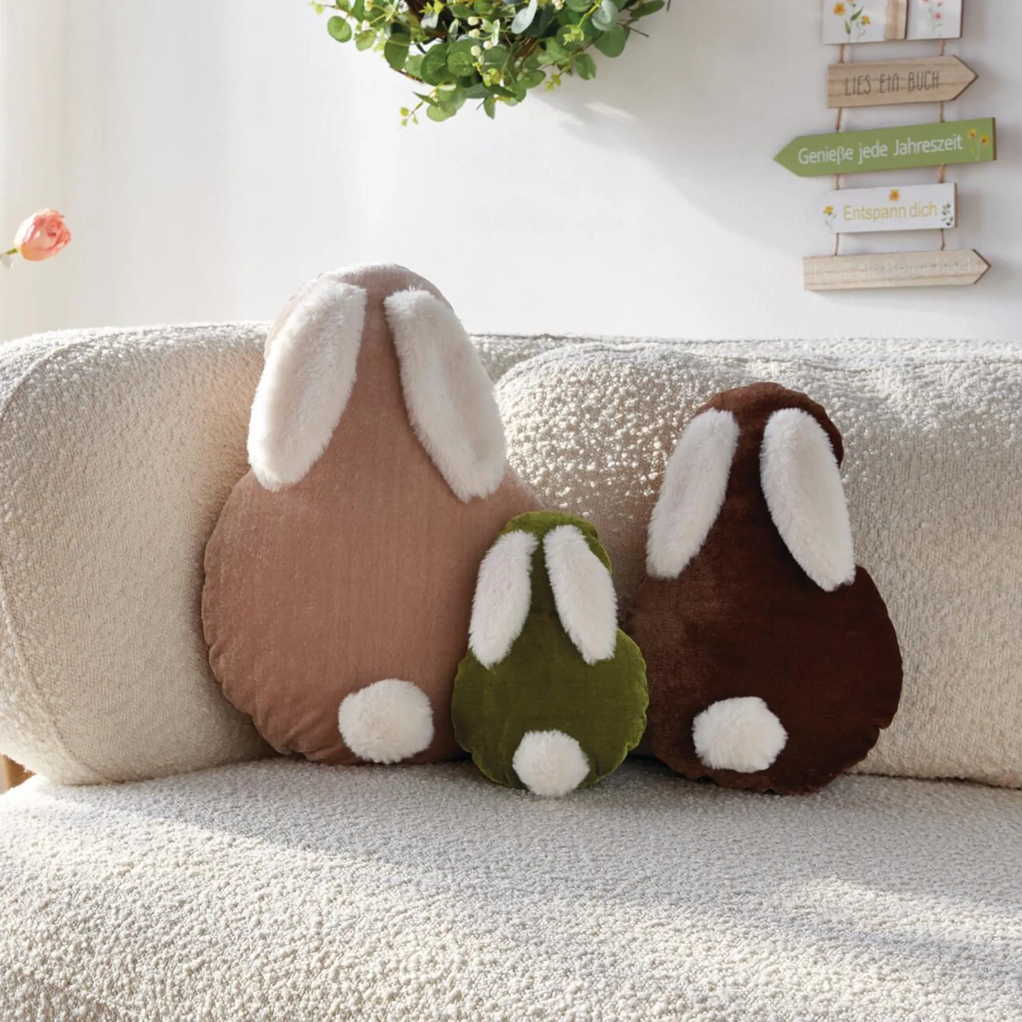 Acheter Lot de 3 lapins décoratifs "douillet"  dans la boutique en ligne de Frank Flechtwaren