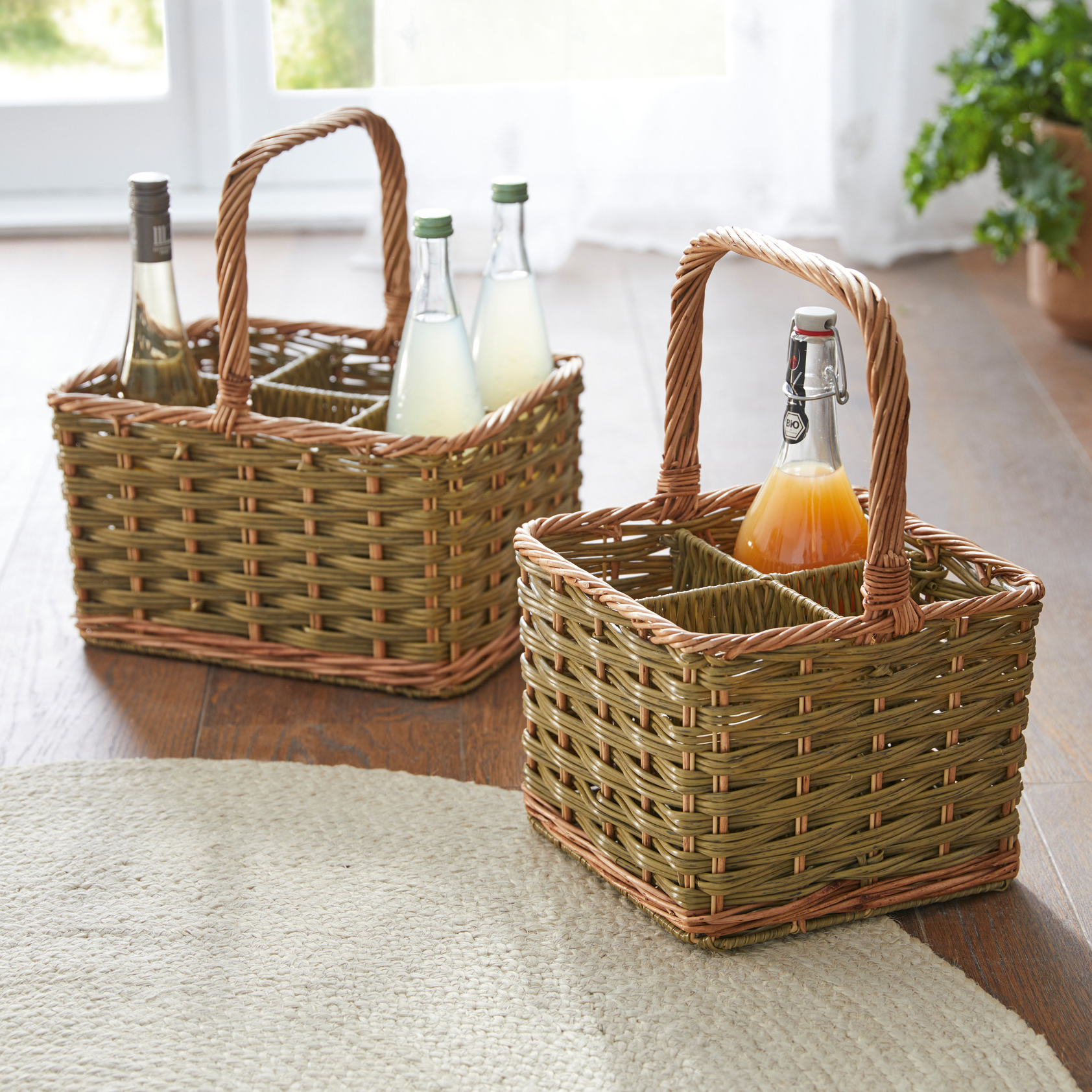 Acheter Porte-bouteilles "Washed Green" pour 6 bouteilles  dans la boutique en ligne de Frank Flechtwaren