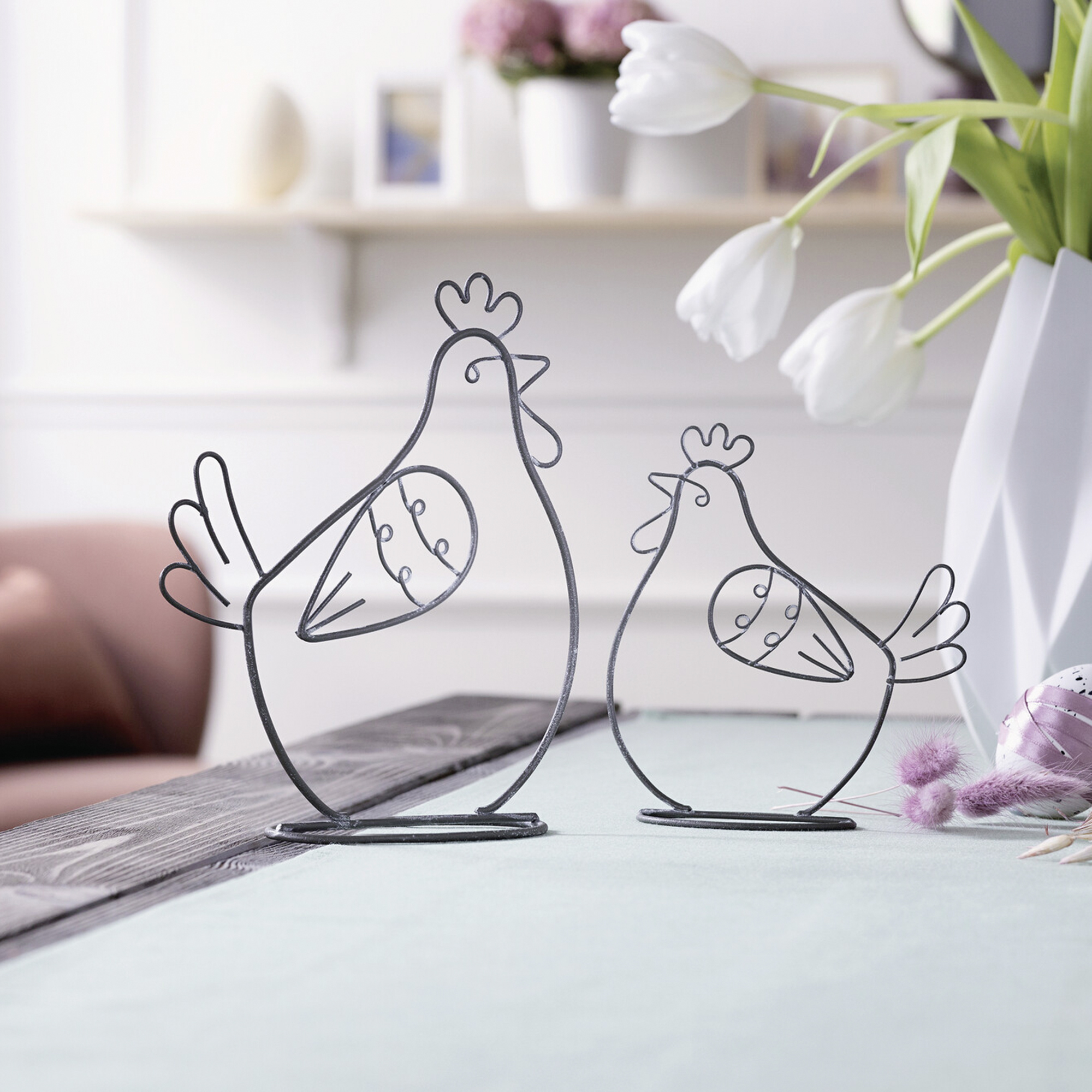 Acheter Lot de 2 décorations métalliques "poule"  dans la boutique en ligne de Frank Flechtwaren pour Pâques