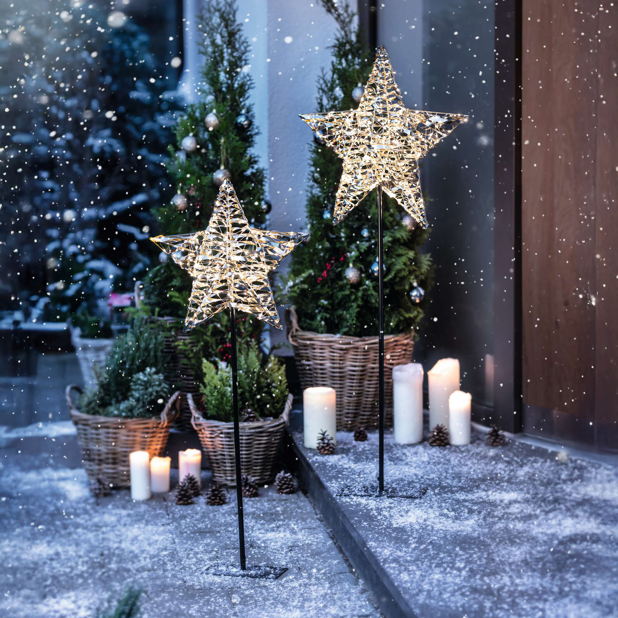 Acheter Lot de 2 étoiles LED "Goldstar"  dans la boutique en ligne de Frank Flechtwaren