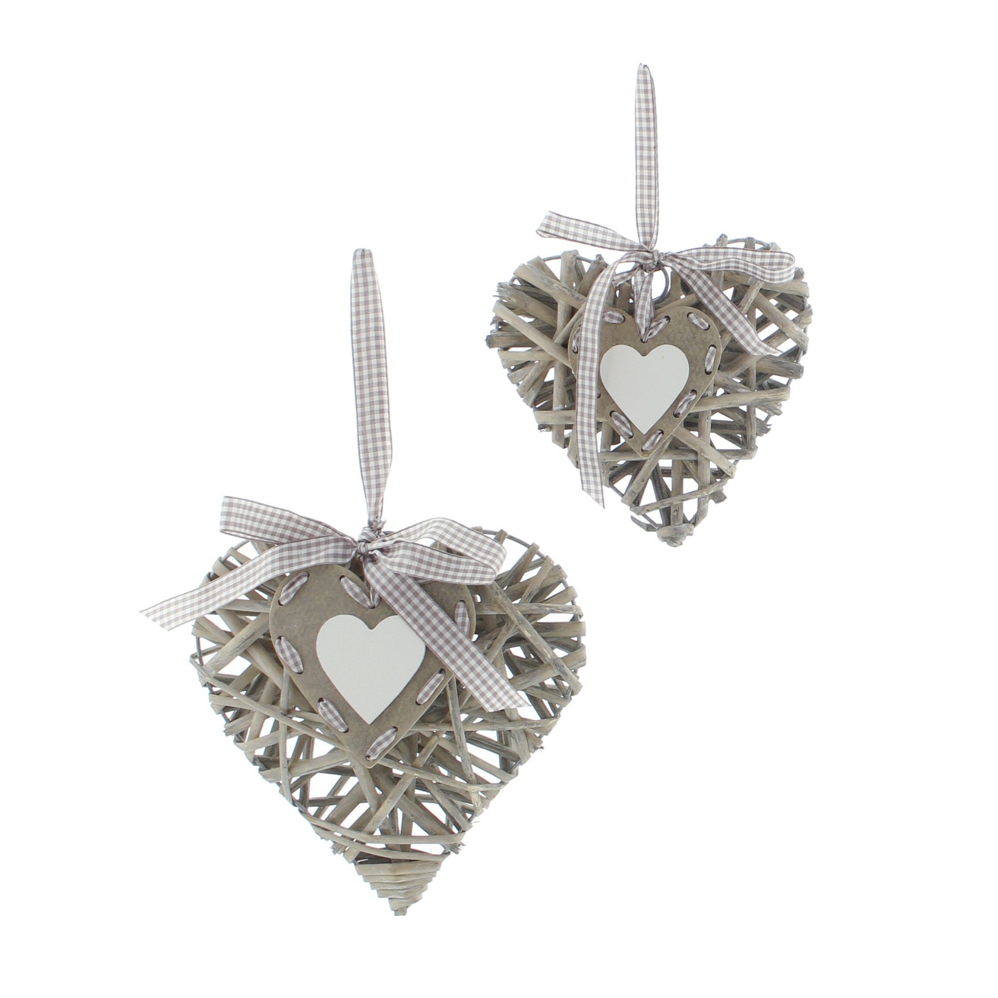 Acheter Lot de 2 suspensions "coeur en osier"  dans la boutique en ligne de Frank Flechtwaren pour Suspensions décoratives