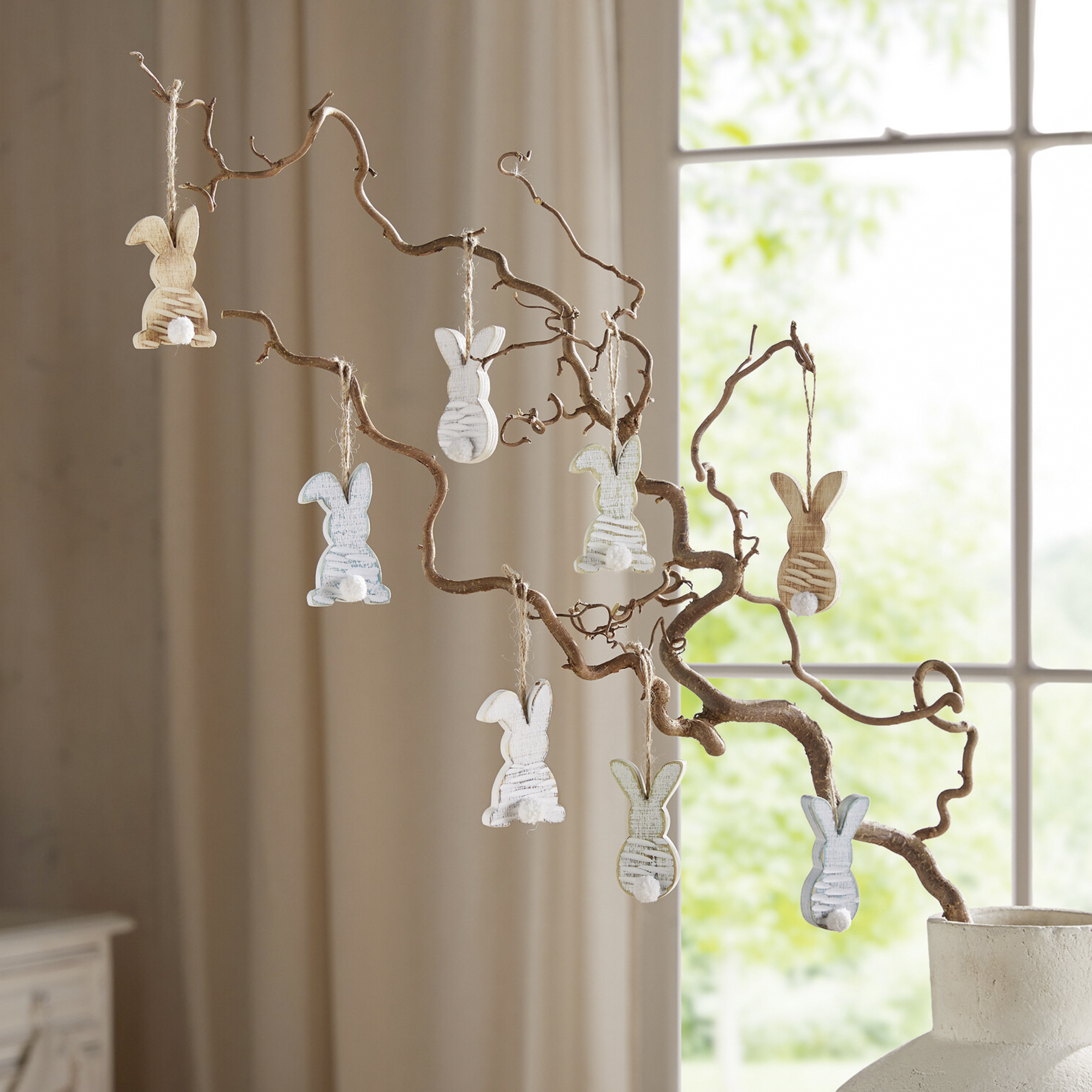 Acheter Lot de 8 suspensions lapin "pastel"  dans la boutique en ligne de Frank Flechtwaren